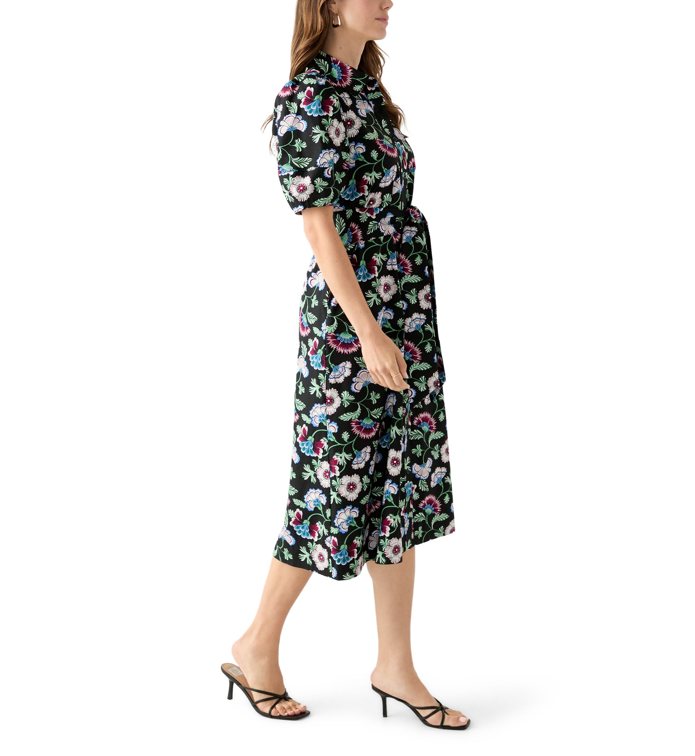 Petite Elbow Sleeve Floral Maxi Dress