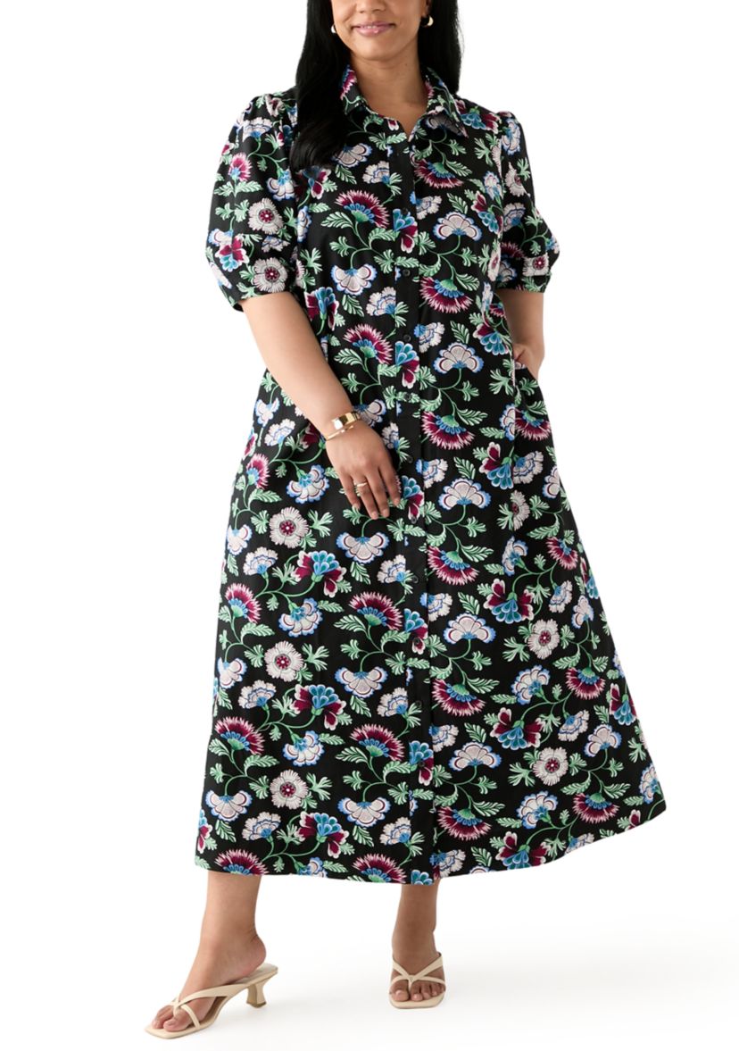 Plus Size Elbow Sleeve Maxi Dress