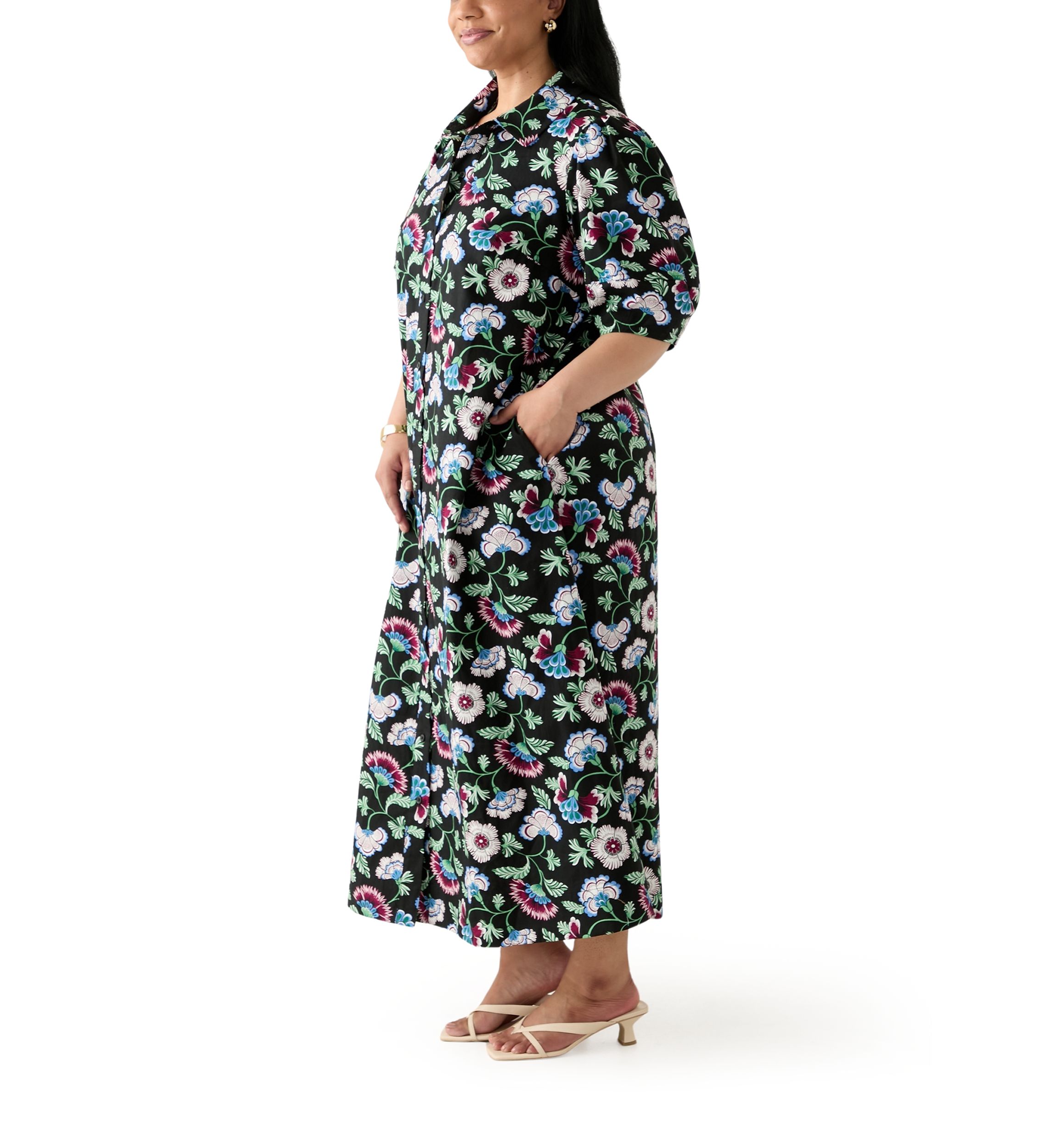 Plus Size Elbow Sleeve Maxi Dress