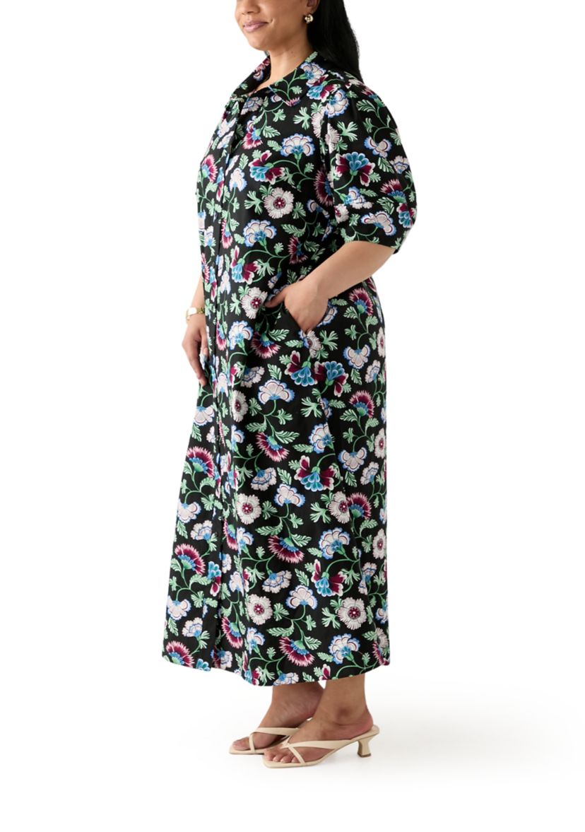 Plus Size Elbow Sleeve Maxi Dress