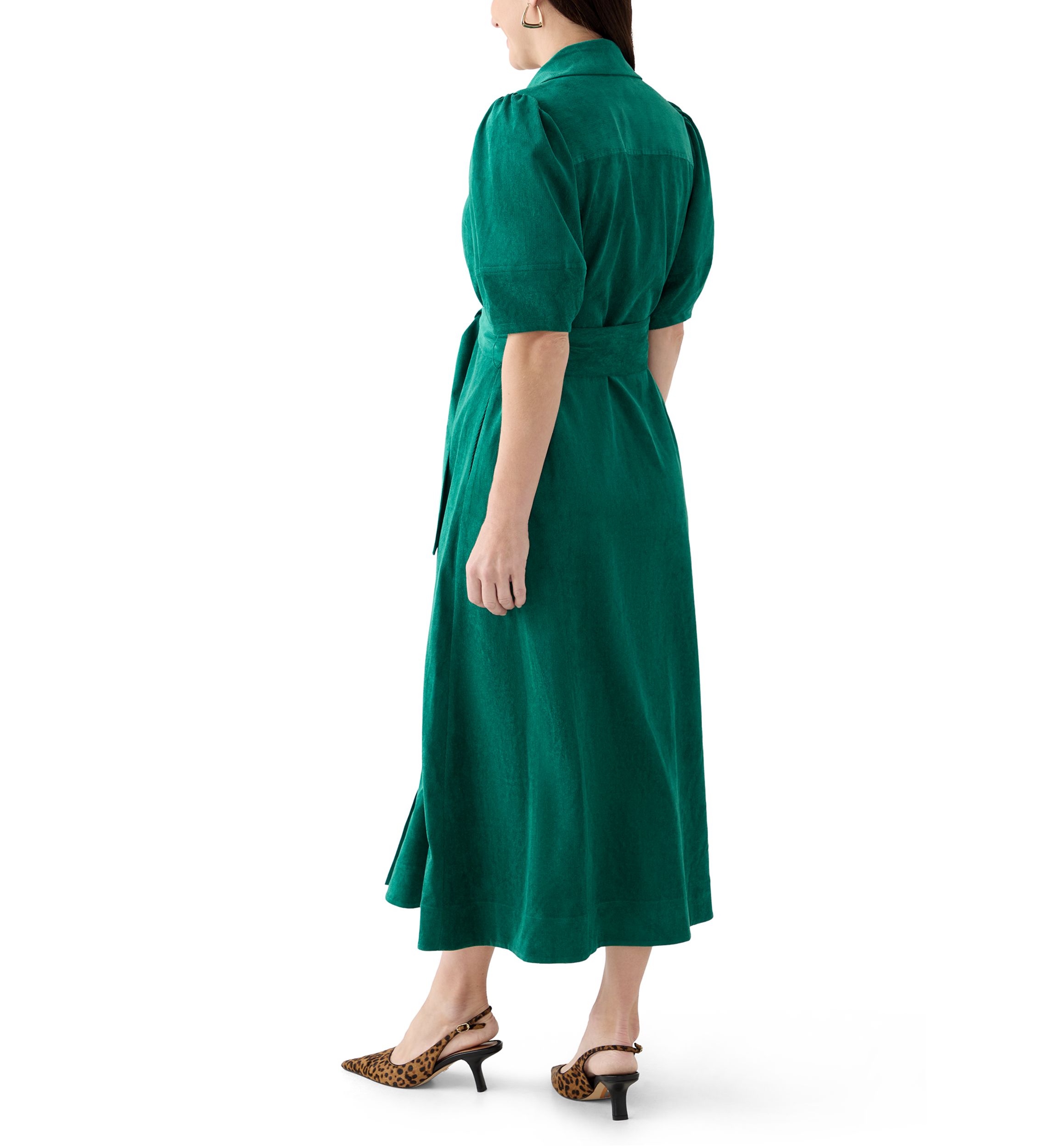Womens Elbow Sleeve Corduroy Maxi Dress