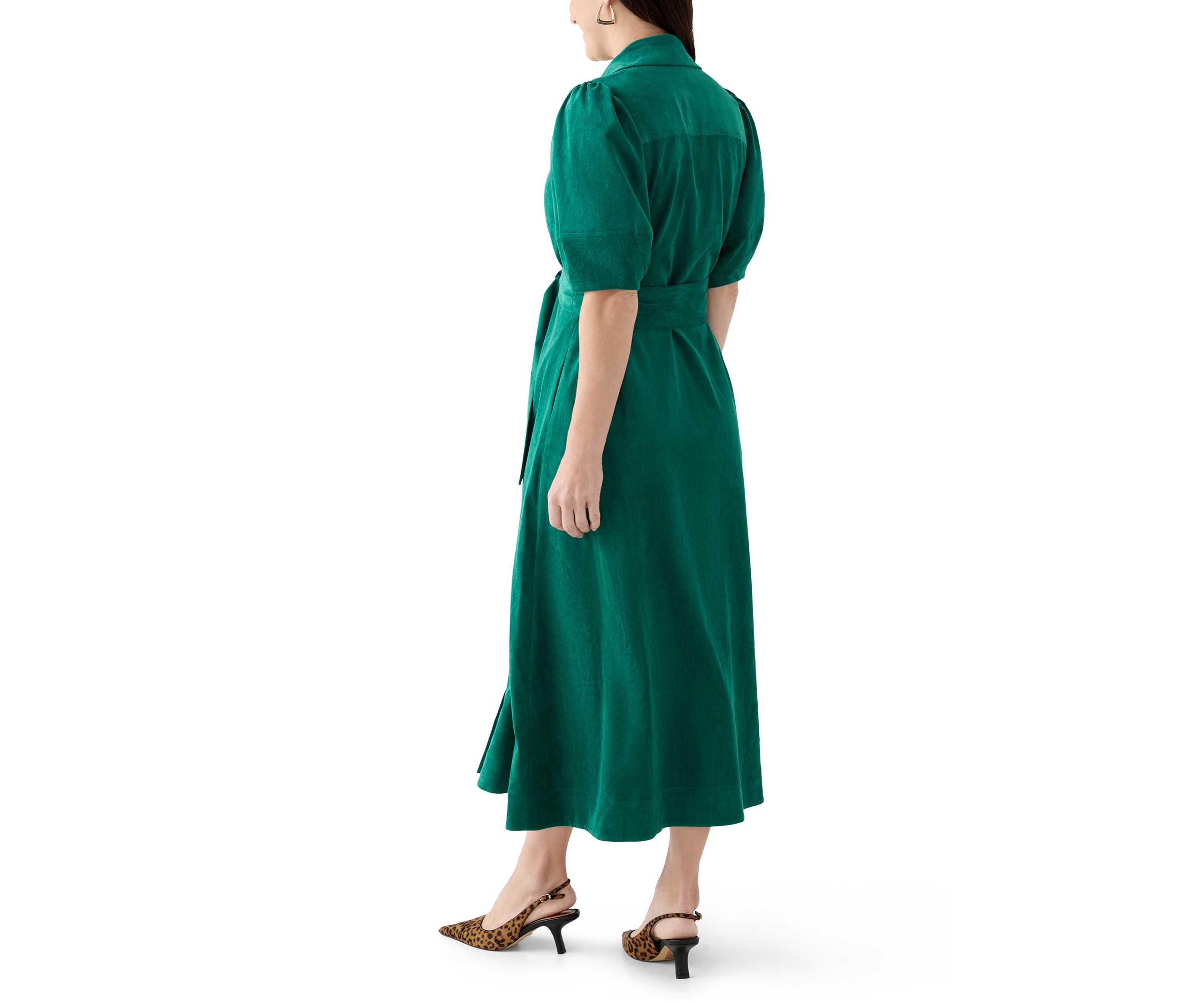 Womens Elbow Sleeve Corduroy Maxi Dress