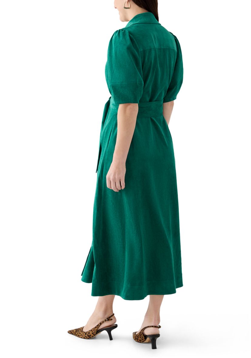 Womens Elbow Sleeve Corduroy Maxi Dress
