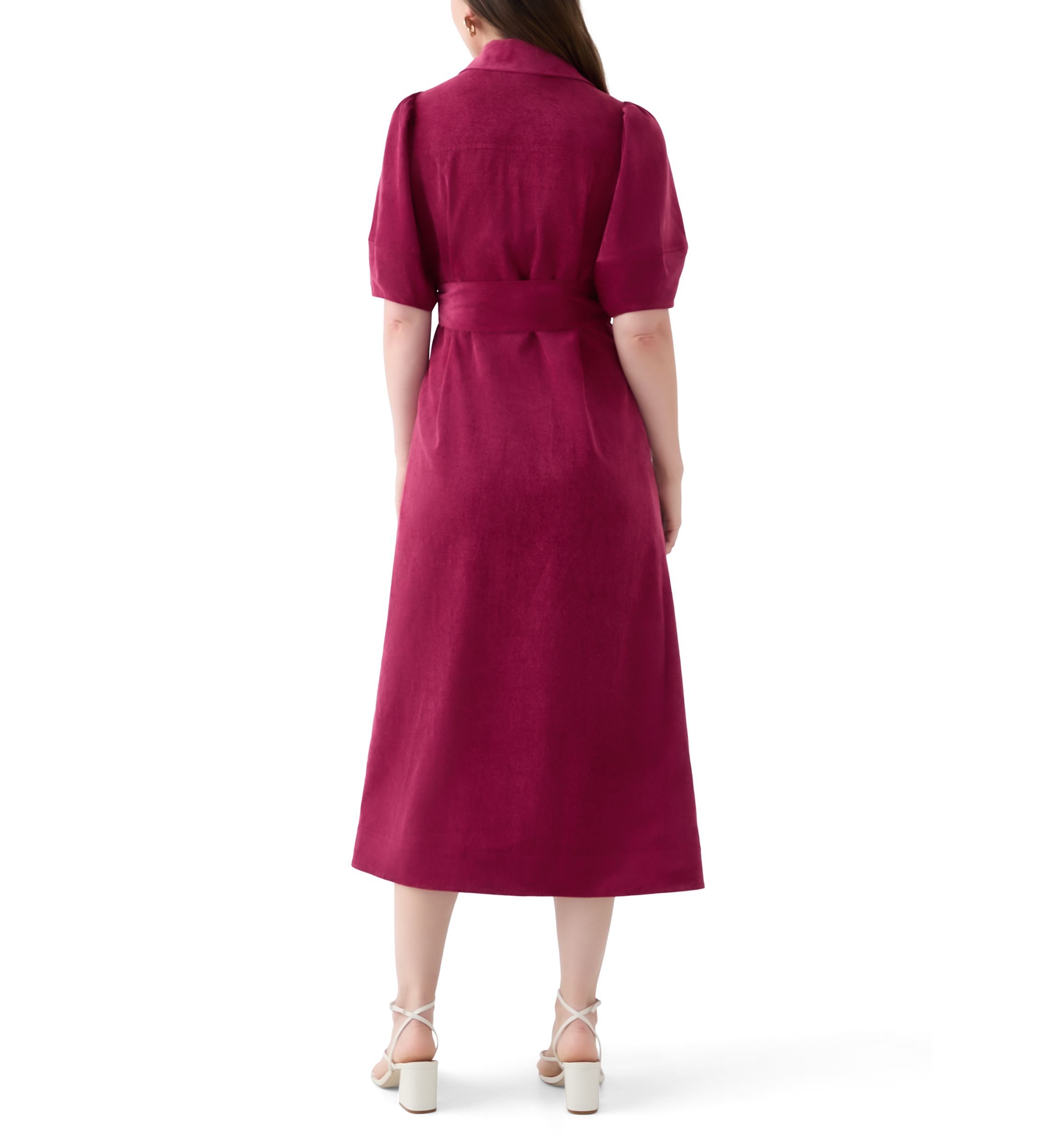 Womens Elbow Sleeve Corduroy Maxi Dress