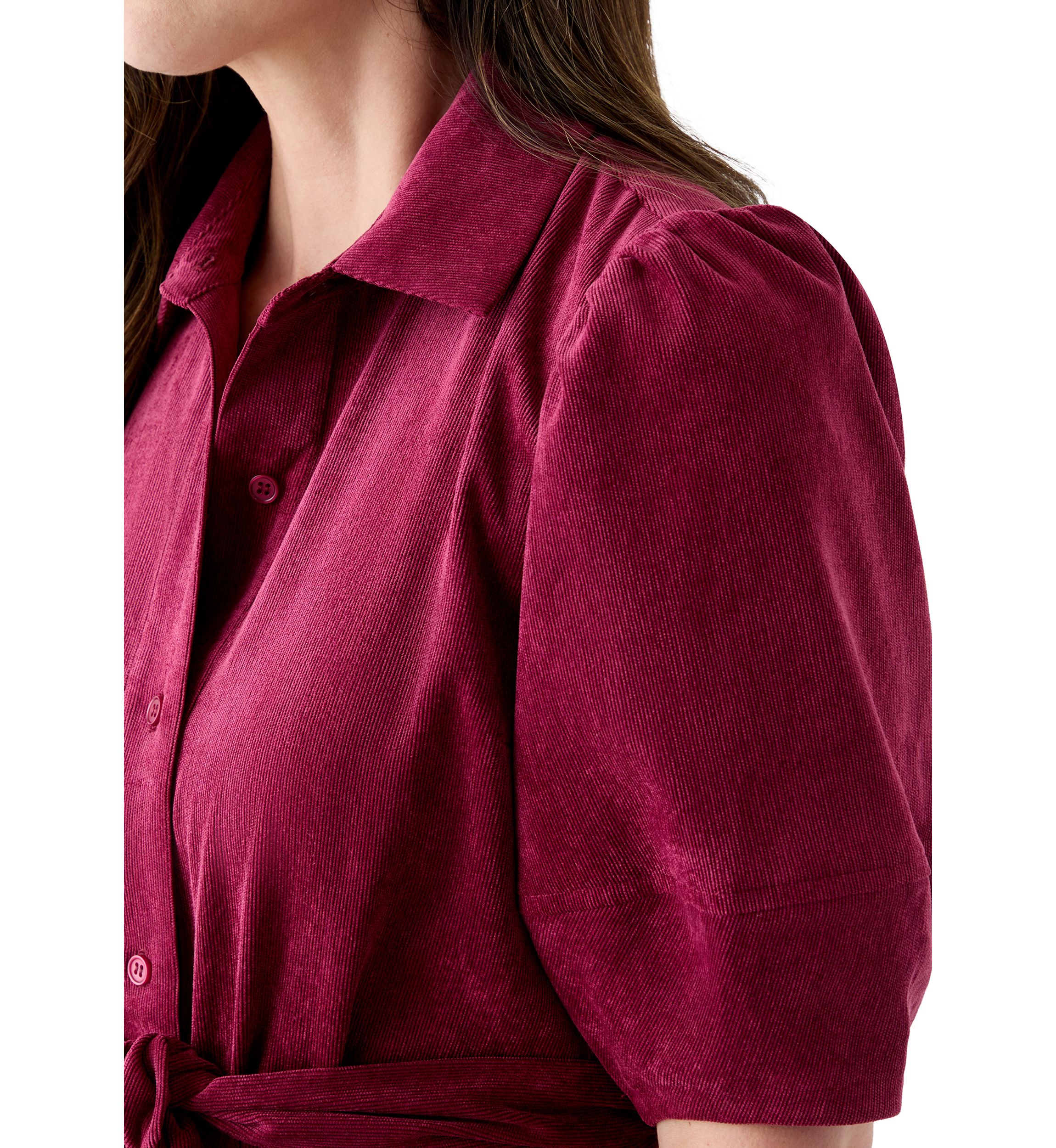 Womens Elbow Sleeve Corduroy Maxi Dress