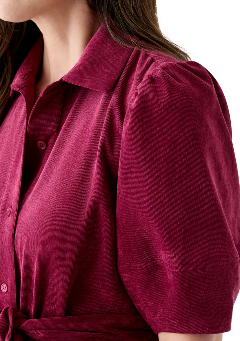 Womens Elbow Sleeve Corduroy Maxi Dress