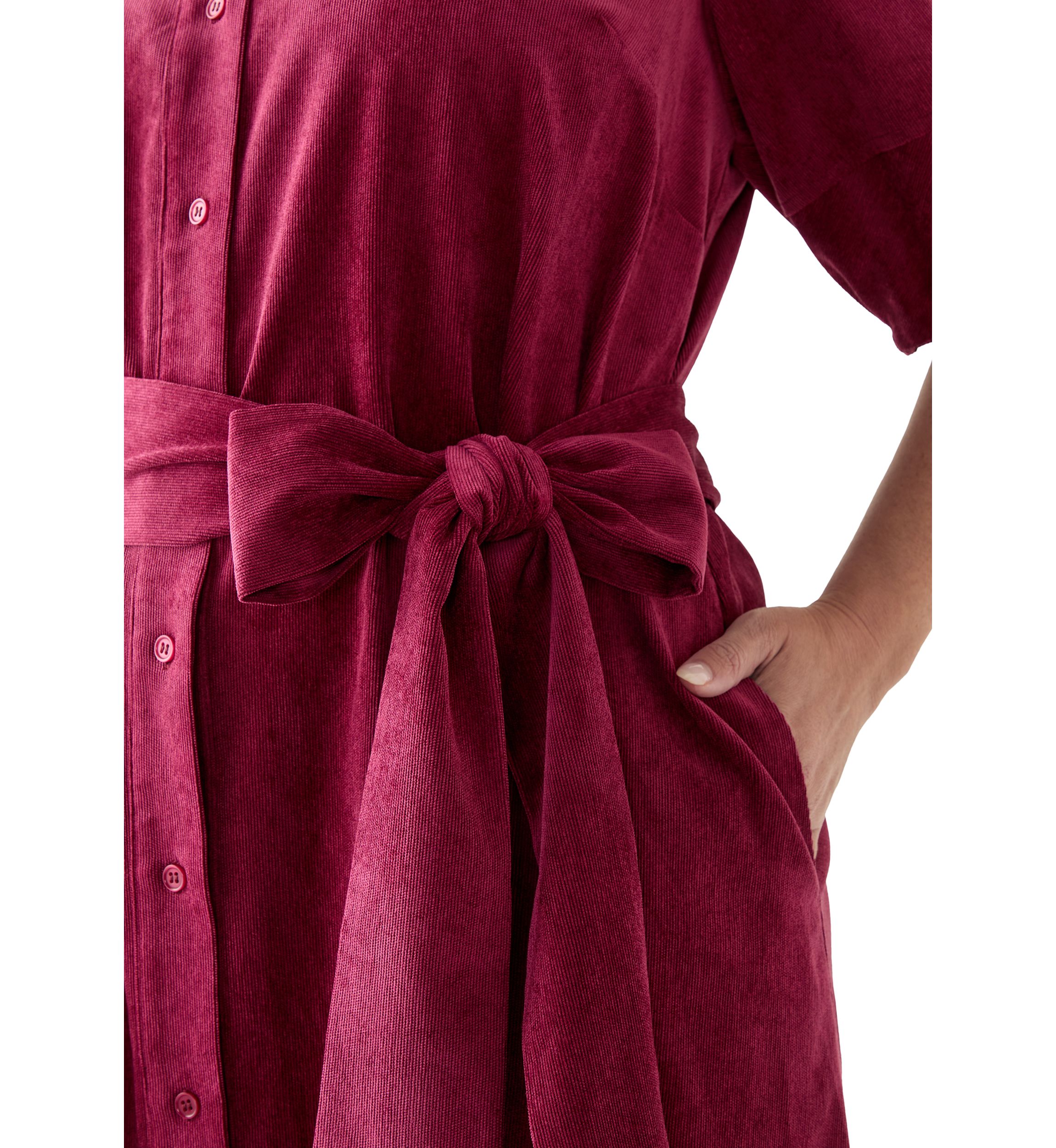 Plus Size Puff Sleeve Corduroy Maxi Dress