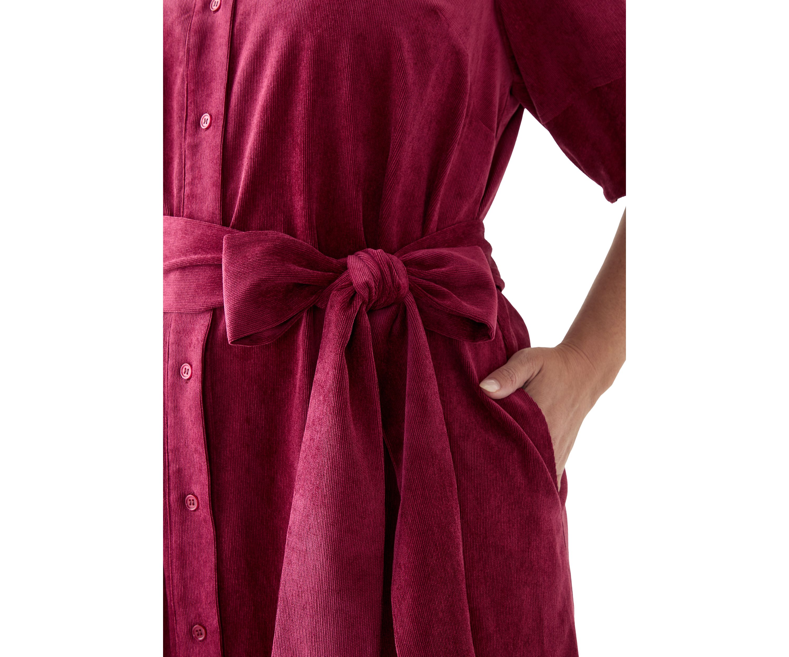 Plus Size Puff Sleeve Corduroy Maxi Dress