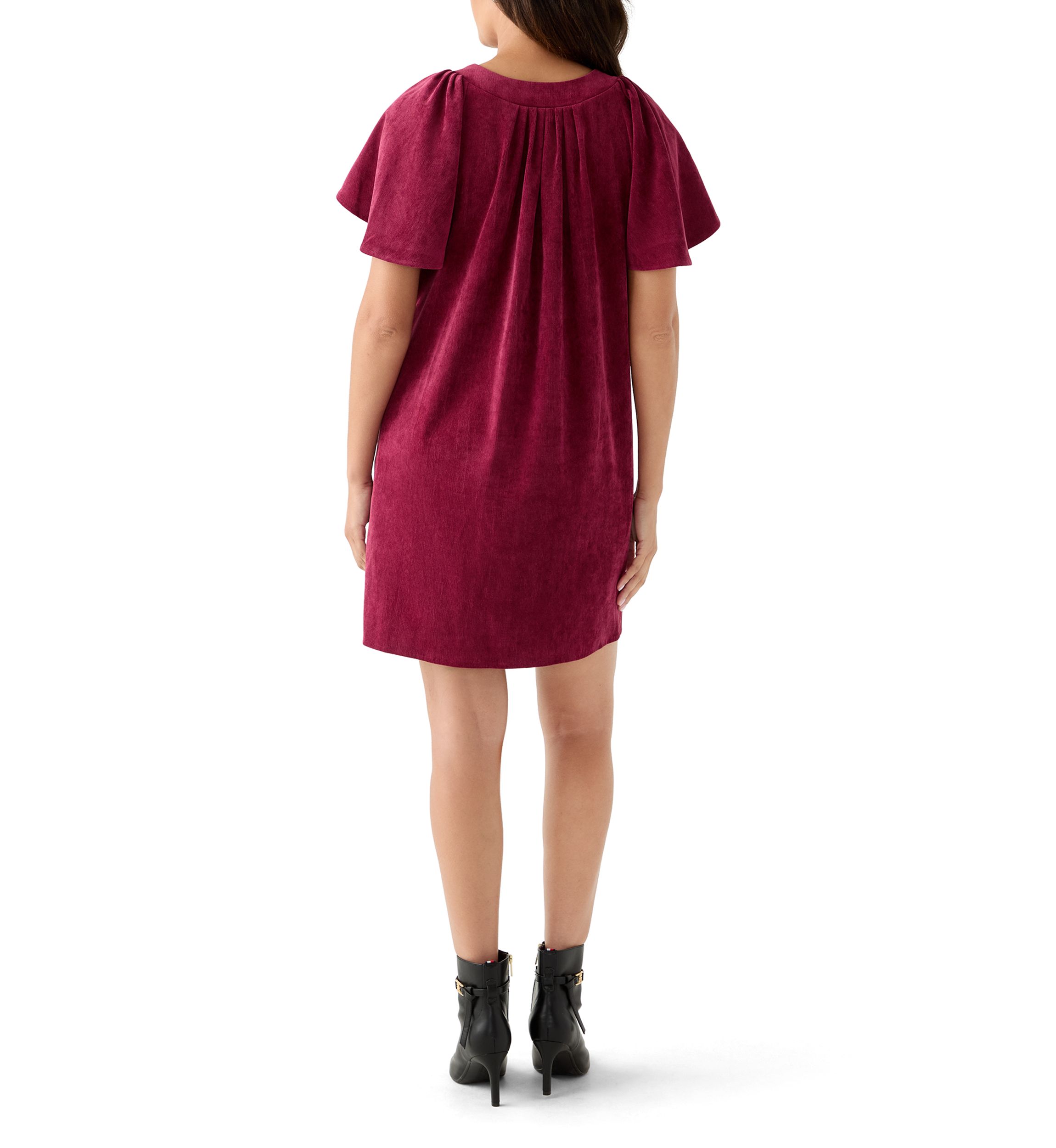Womens Flutter Sleeve V-Neck Dress
