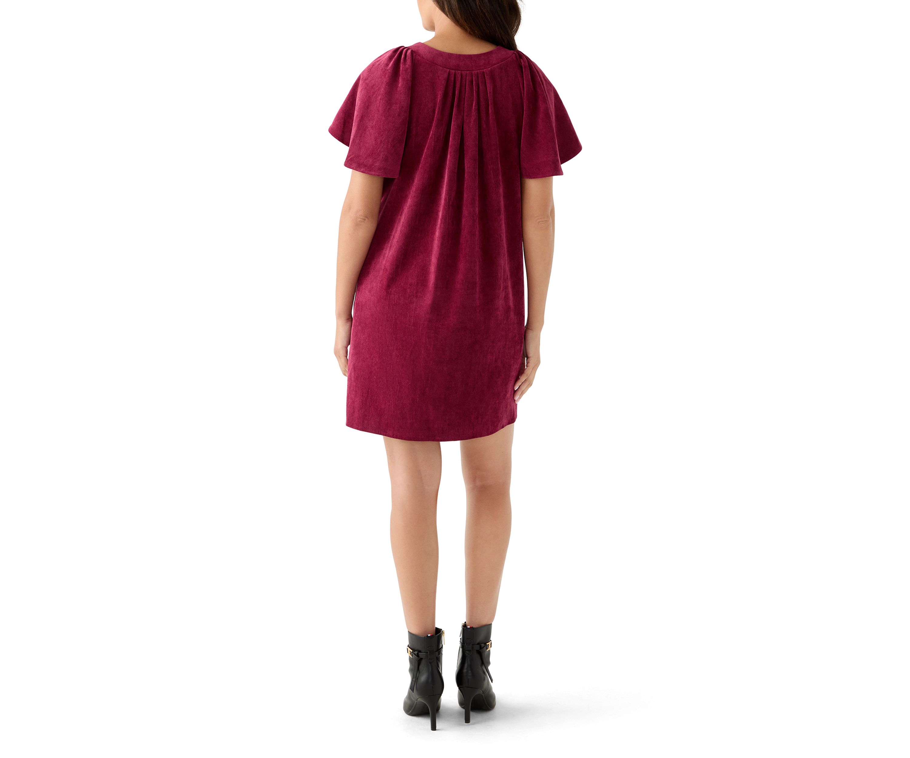 Womens Flutter Sleeve V-Neck Dress