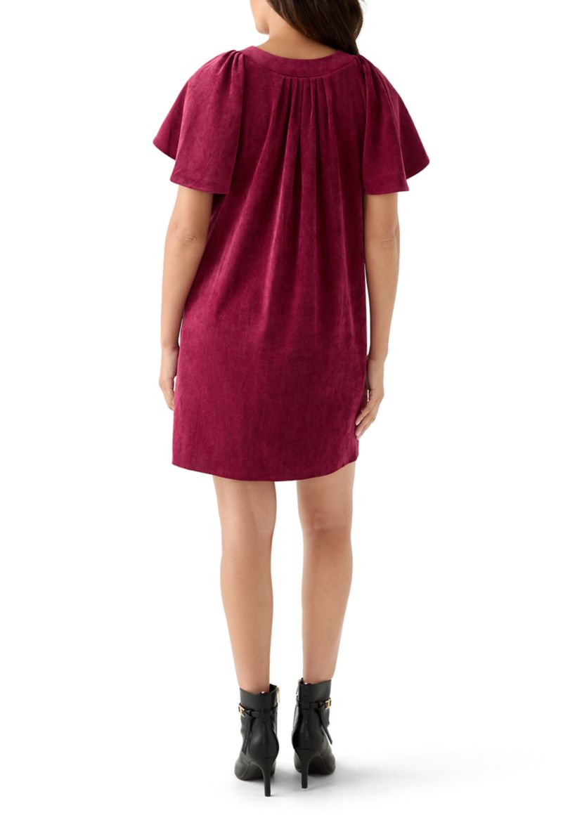 Womens Flutter Sleeve V-Neck Dress