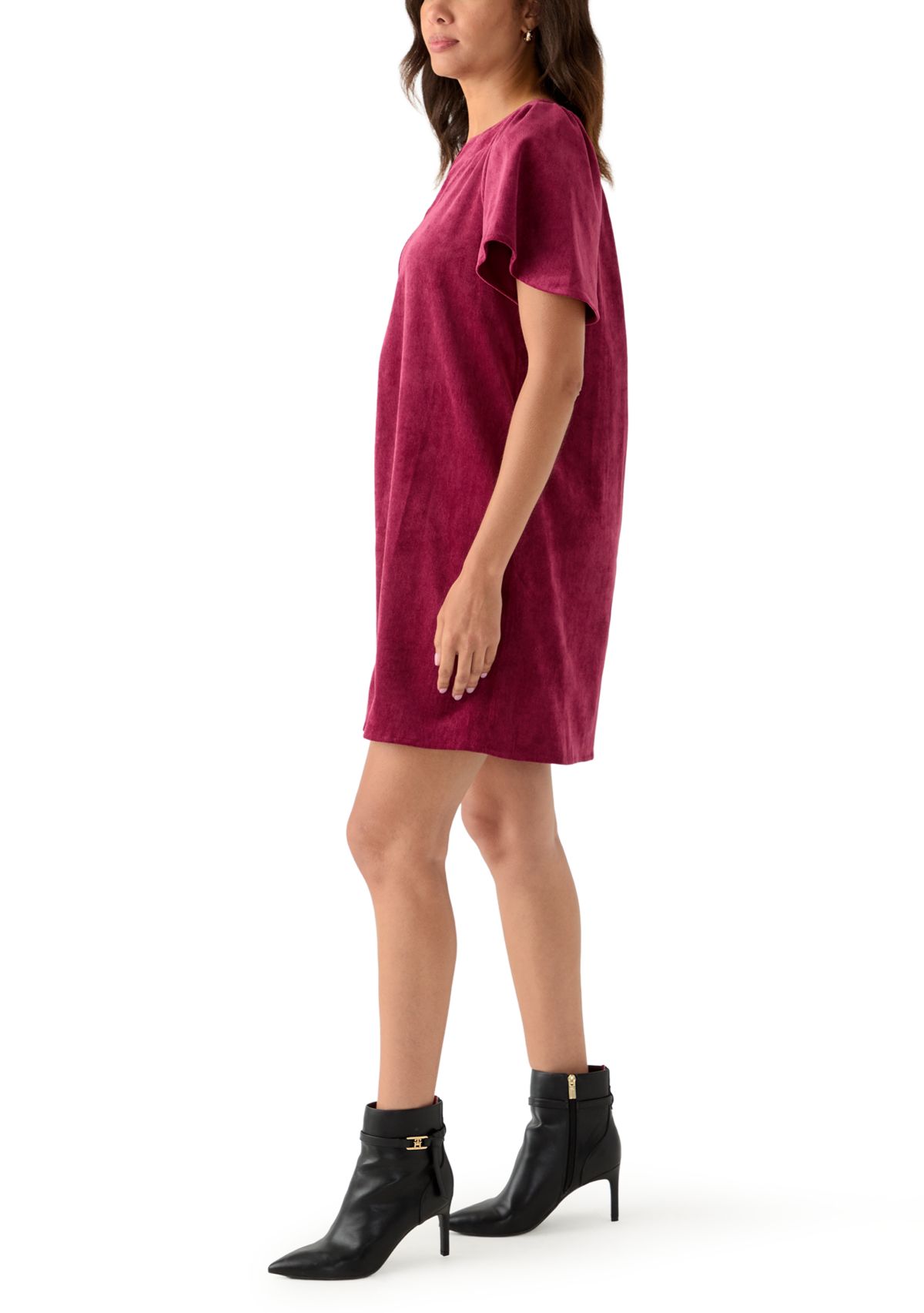 Womens Flutter Sleeve V-Neck Dress