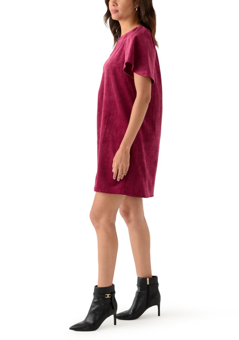 Womens Flutter Sleeve V-Neck Dress