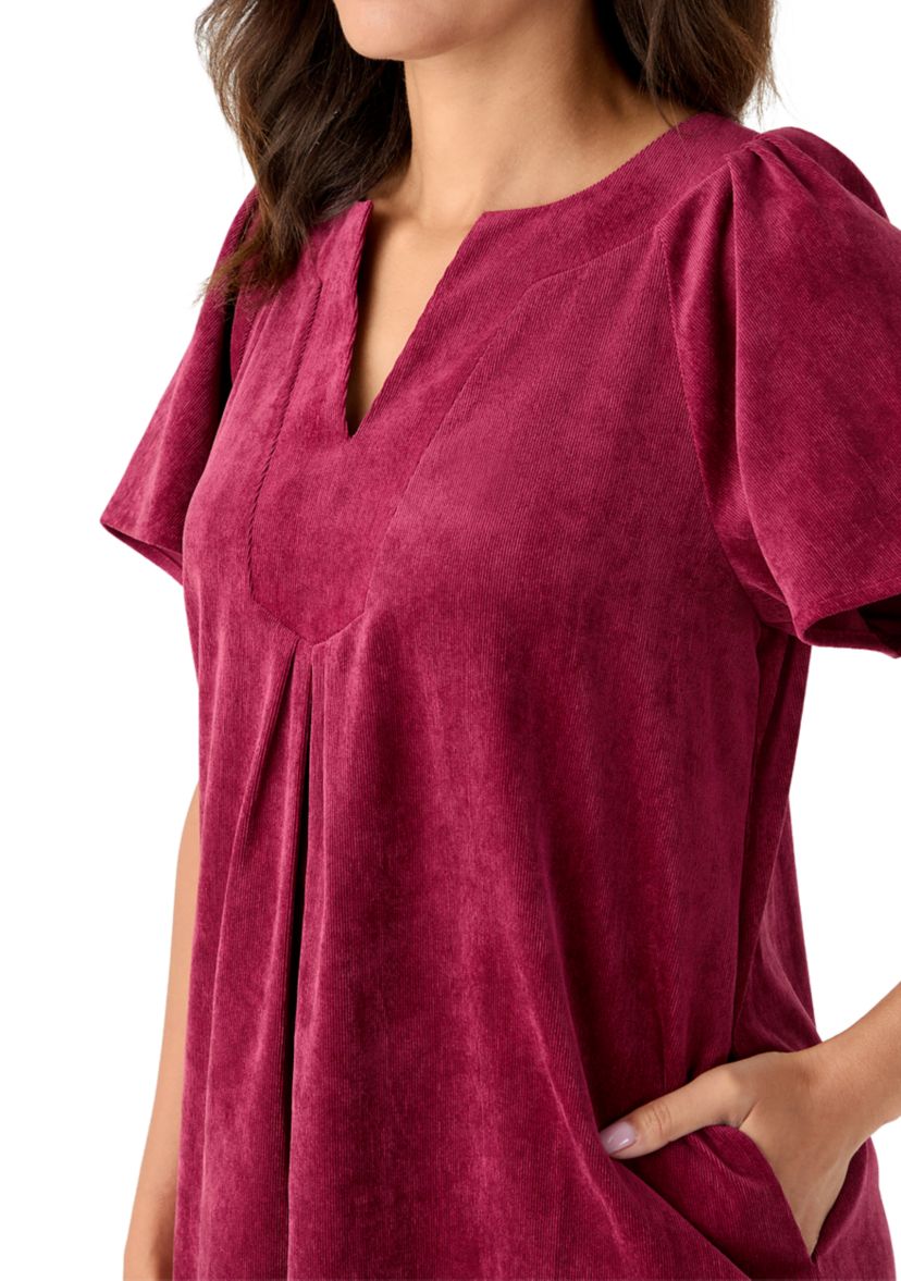 Womens Flutter Sleeve V-Neck Dress