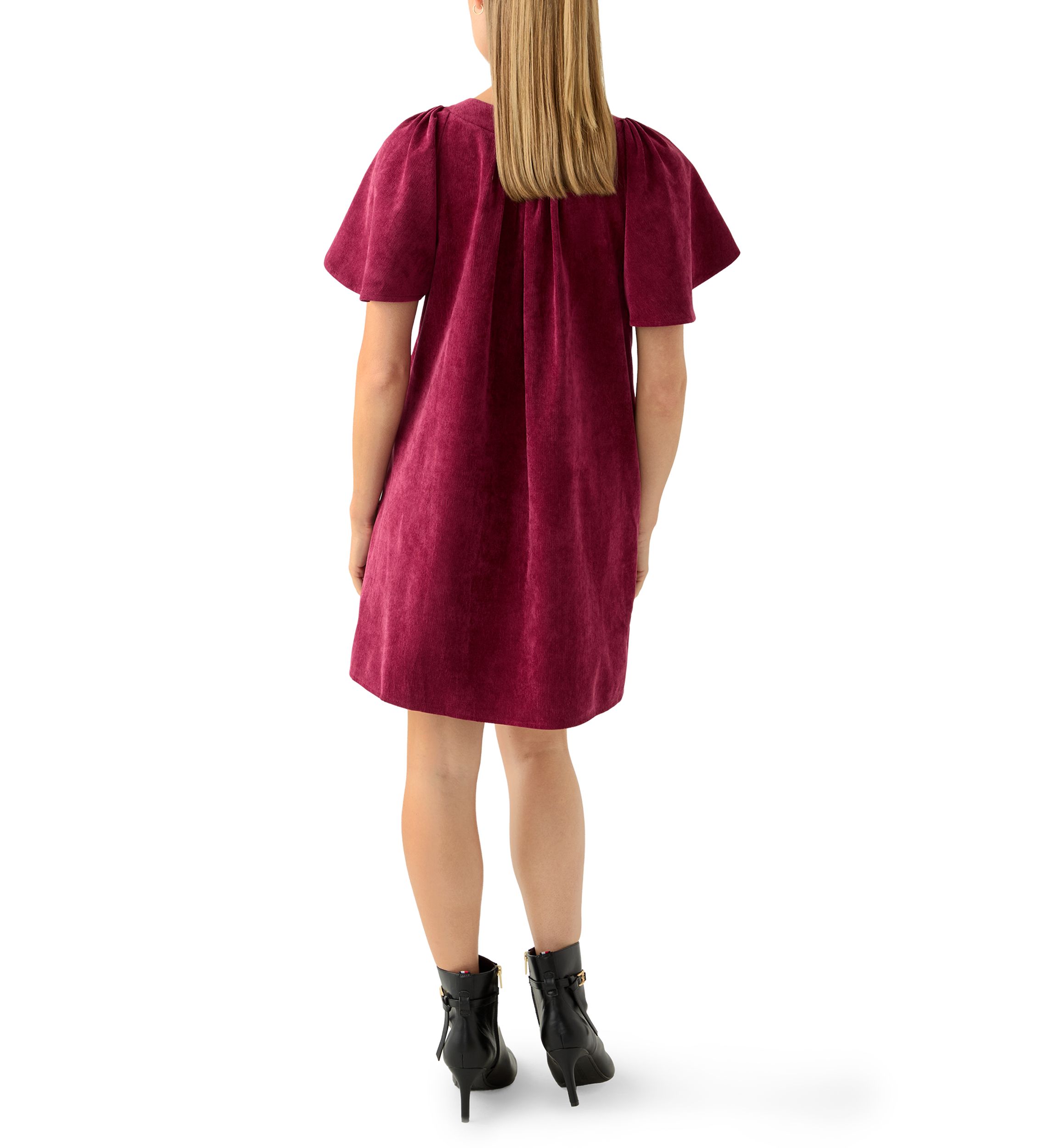 Petite Flutter Sleeve V-Neck Dress 