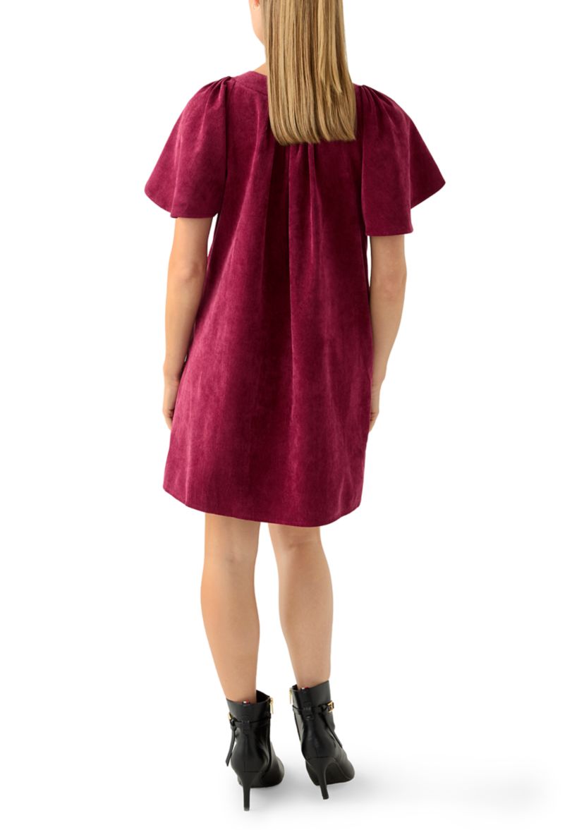 Petite Flutter Sleeve V-Neck Dress 