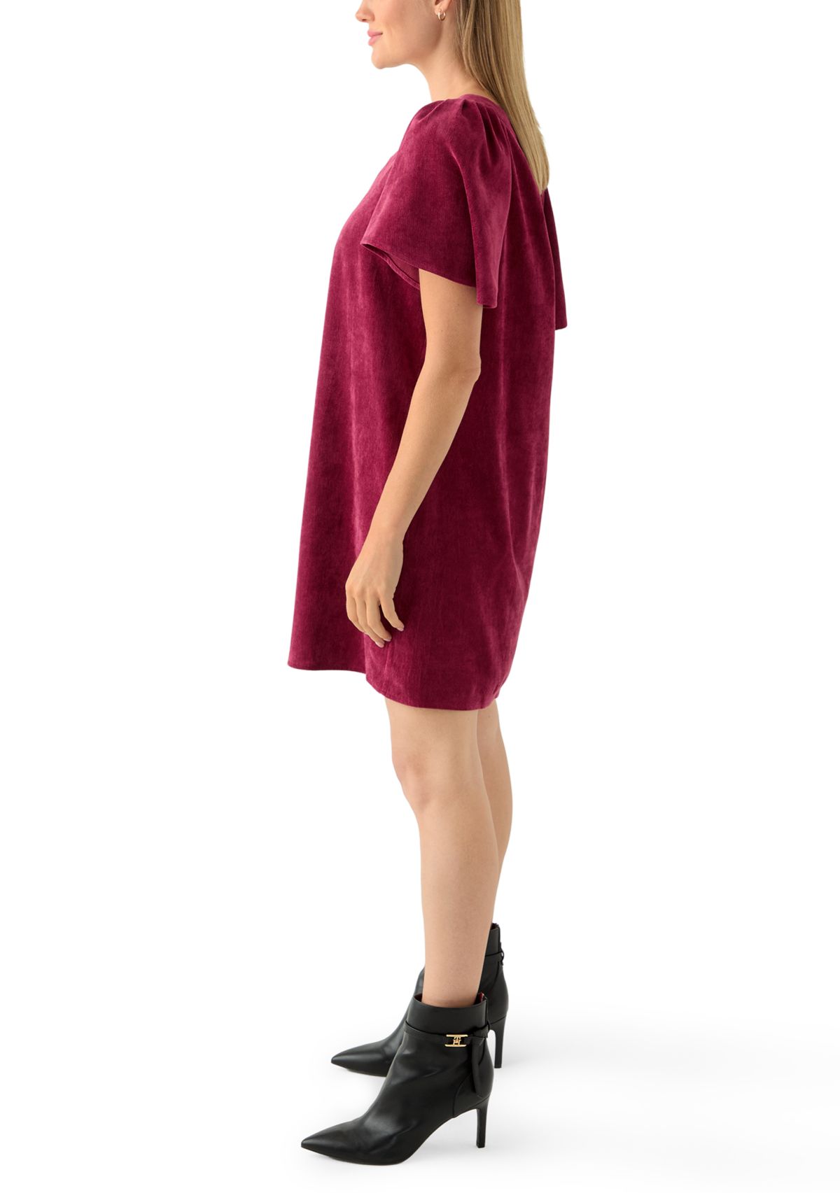 Petite Flutter Sleeve V-Neck Dress 