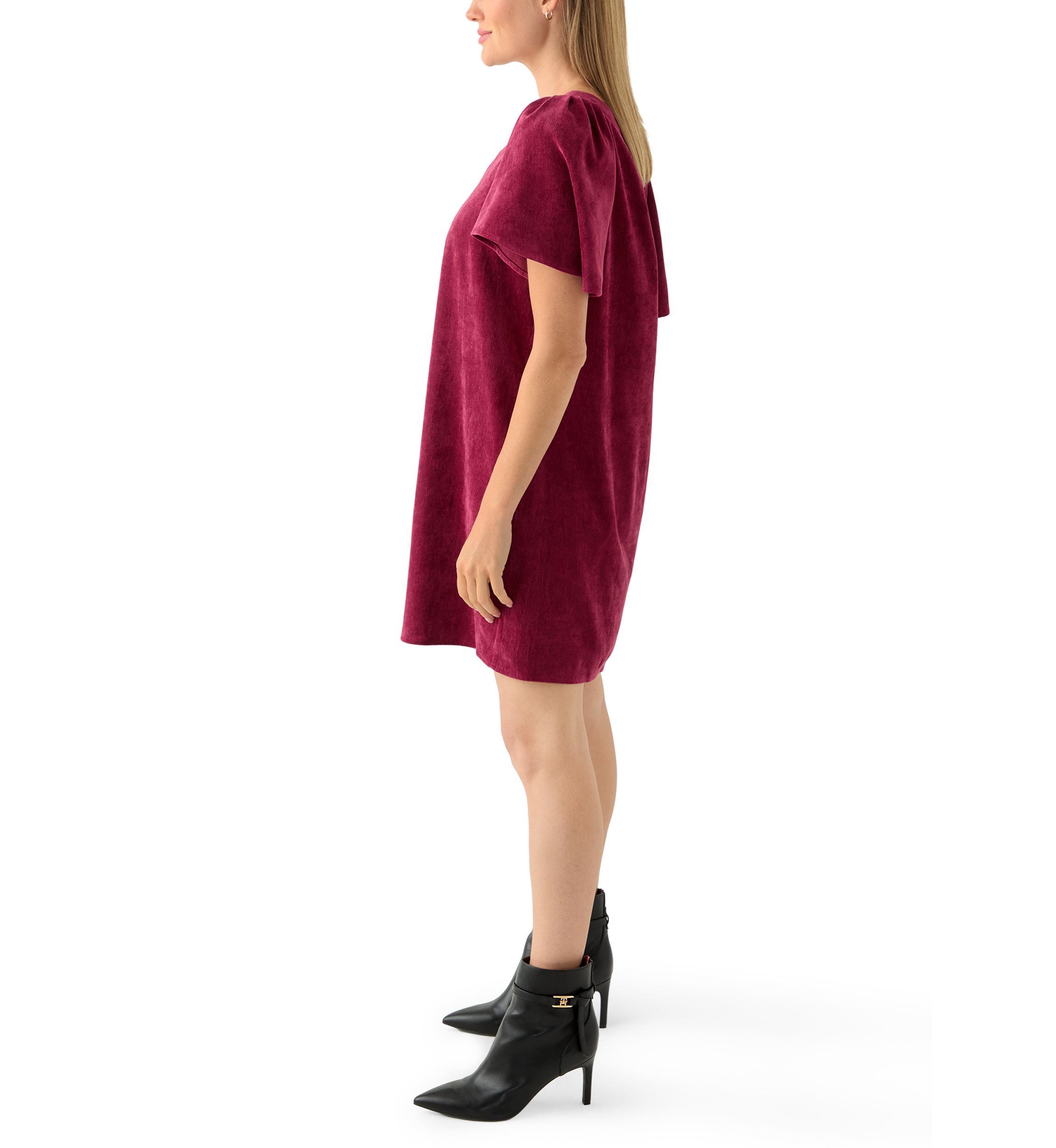 Petite Flutter Sleeve V-Neck Dress 