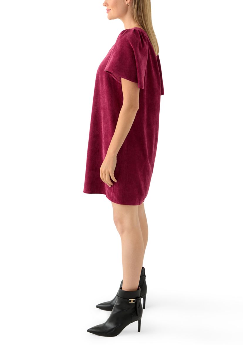 Petite Flutter Sleeve V-Neck Dress 
