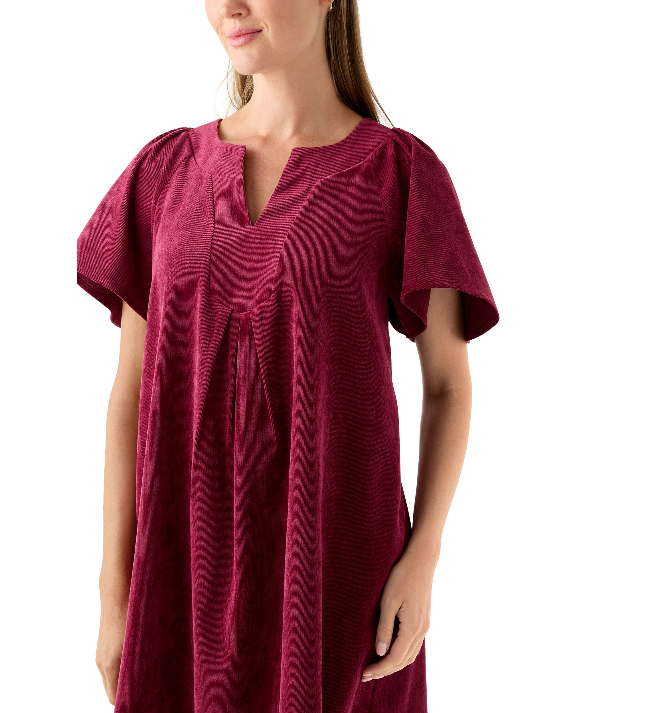 Petite Flutter Sleeve V-Neck Dress 