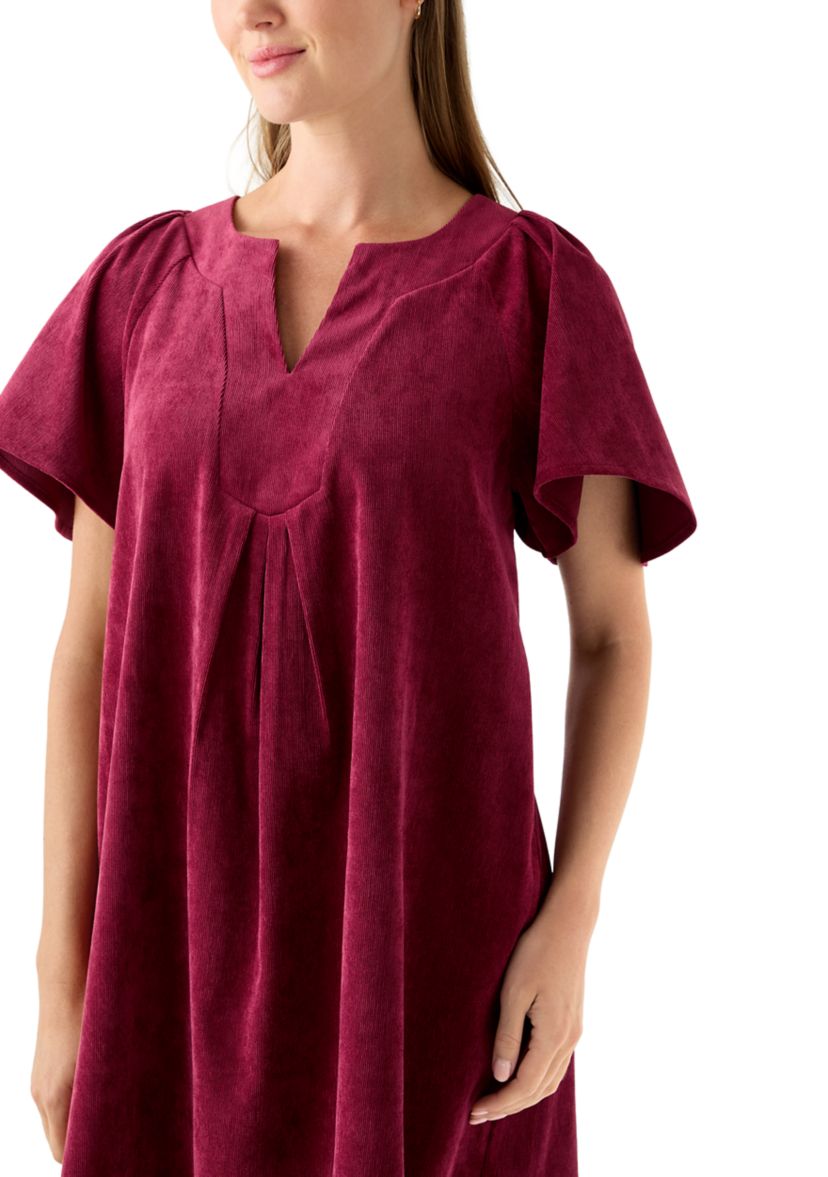 Petite Flutter Sleeve V-Neck Dress 