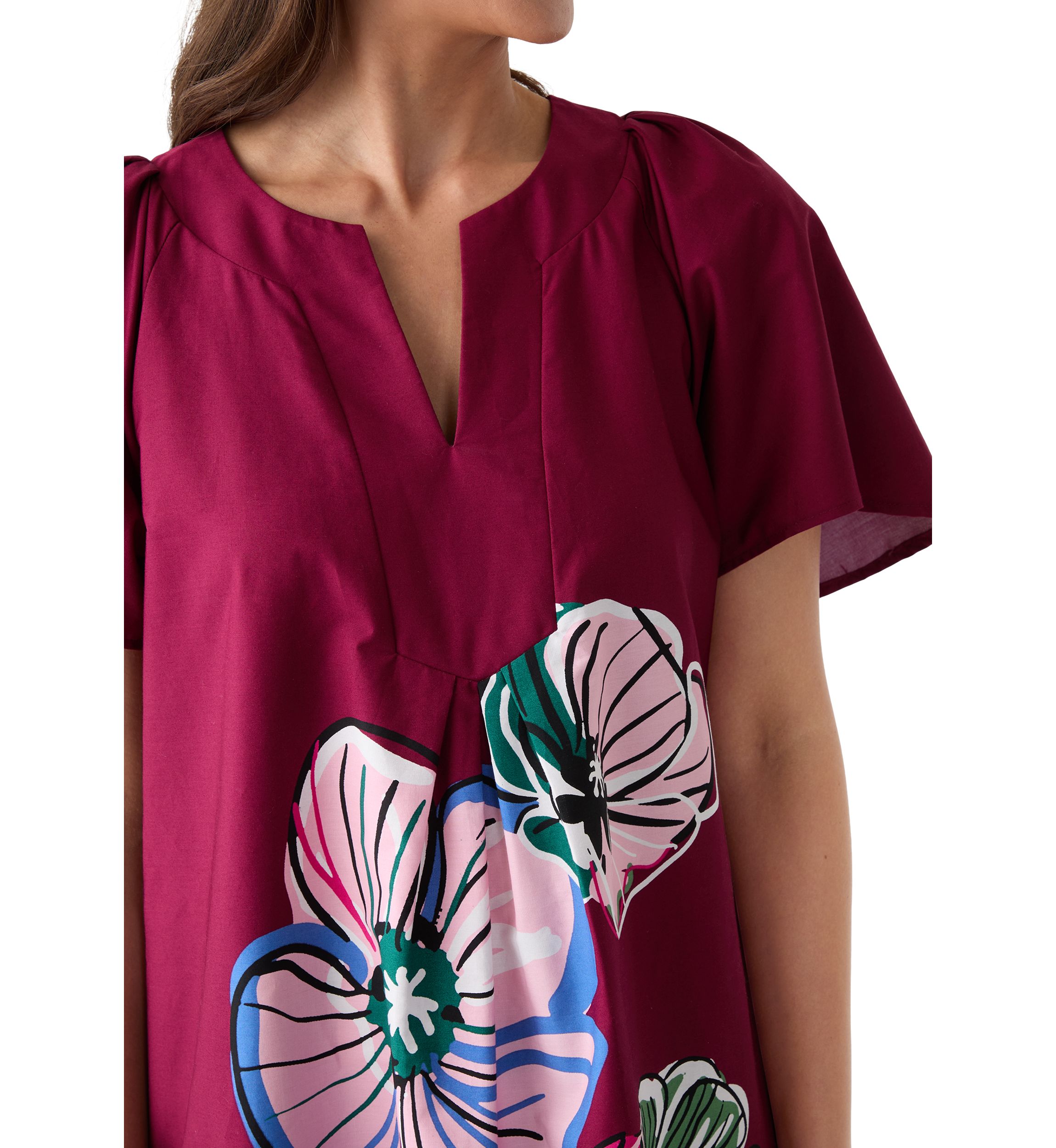 Womens V-Neck Dress with Flutter Sleeves