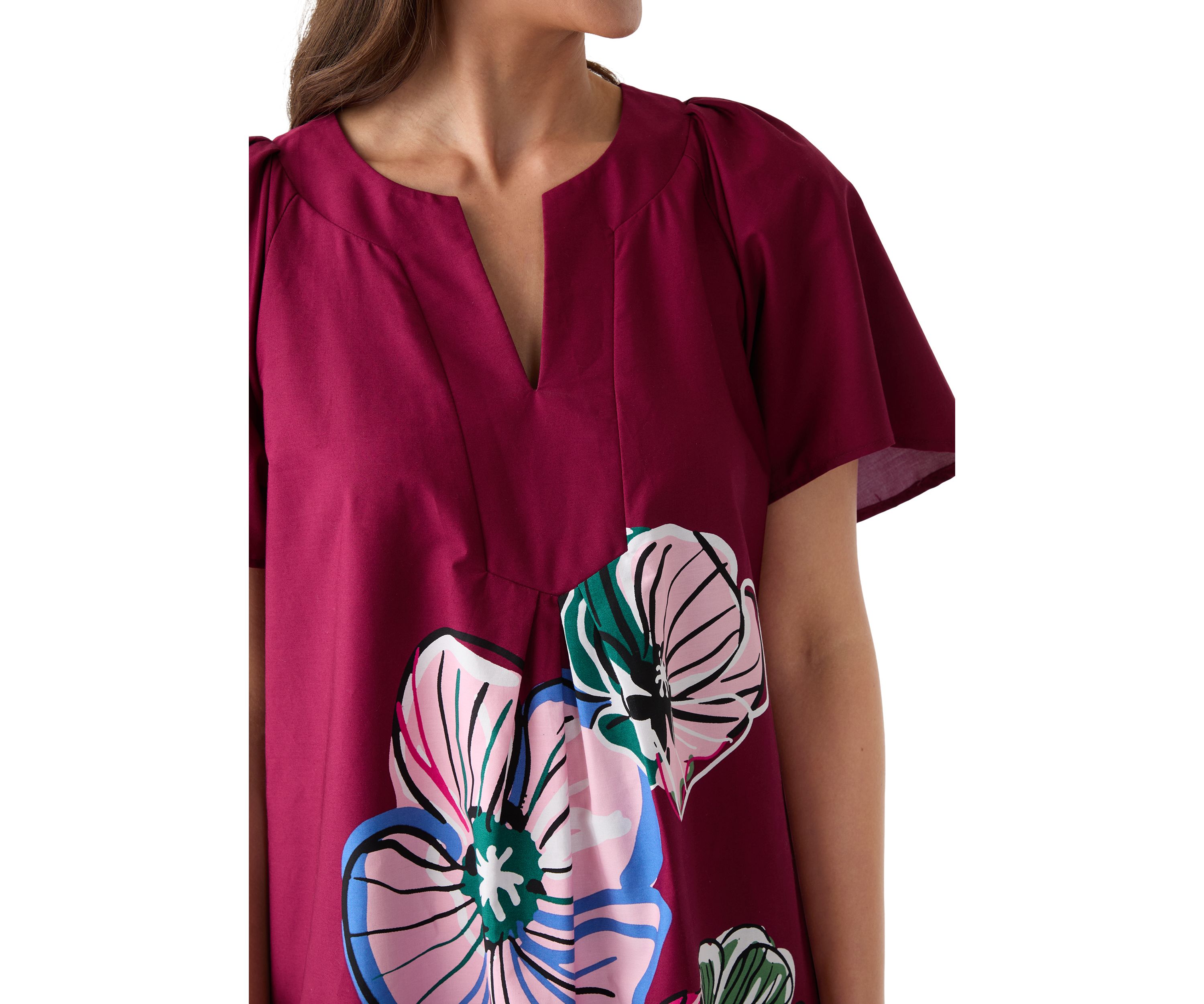 Womens V-Neck Dress with Flutter Sleeves