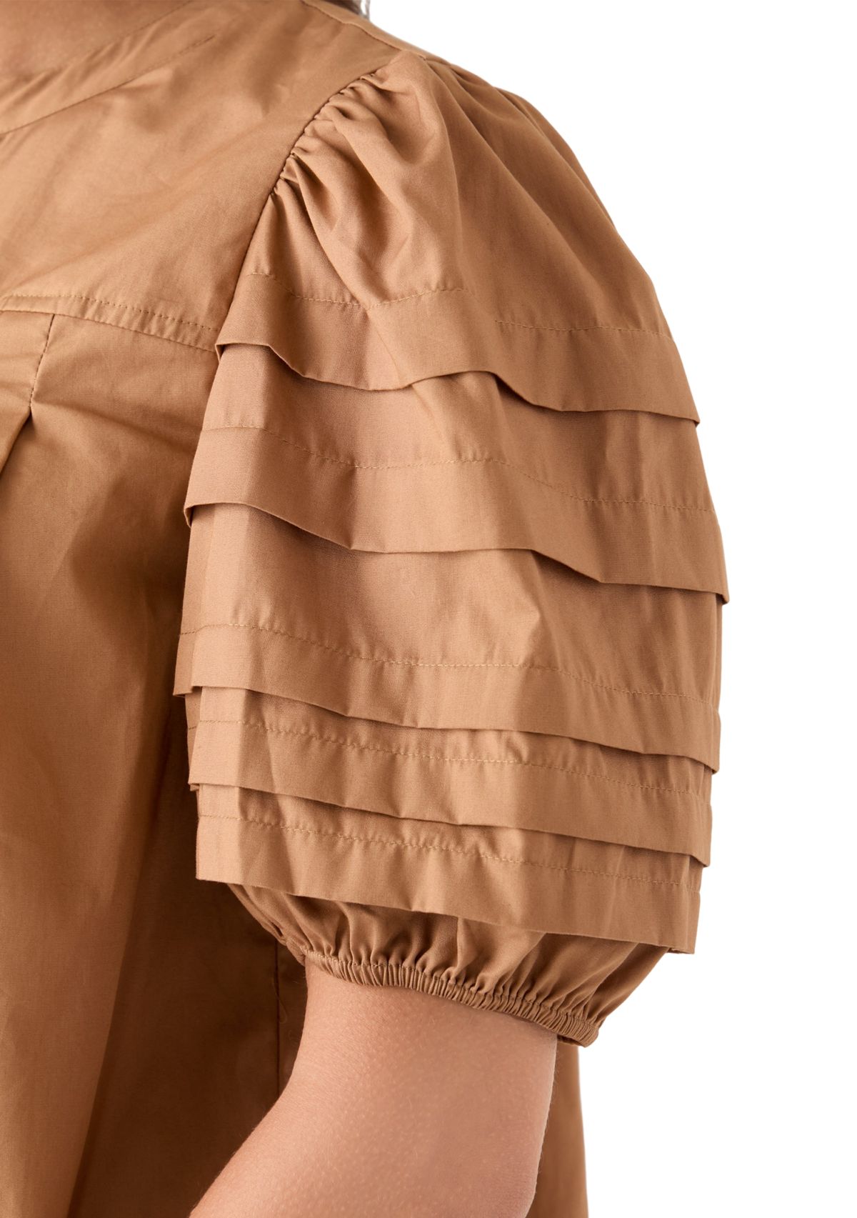 Womens Pintuck Sleeve Woven Top