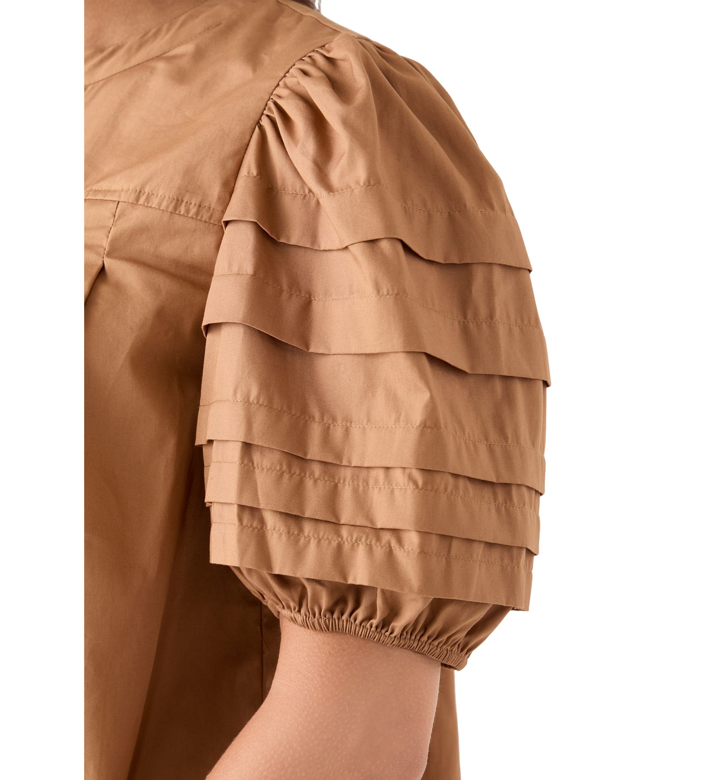 Womens Pintuck Sleeve Woven Top