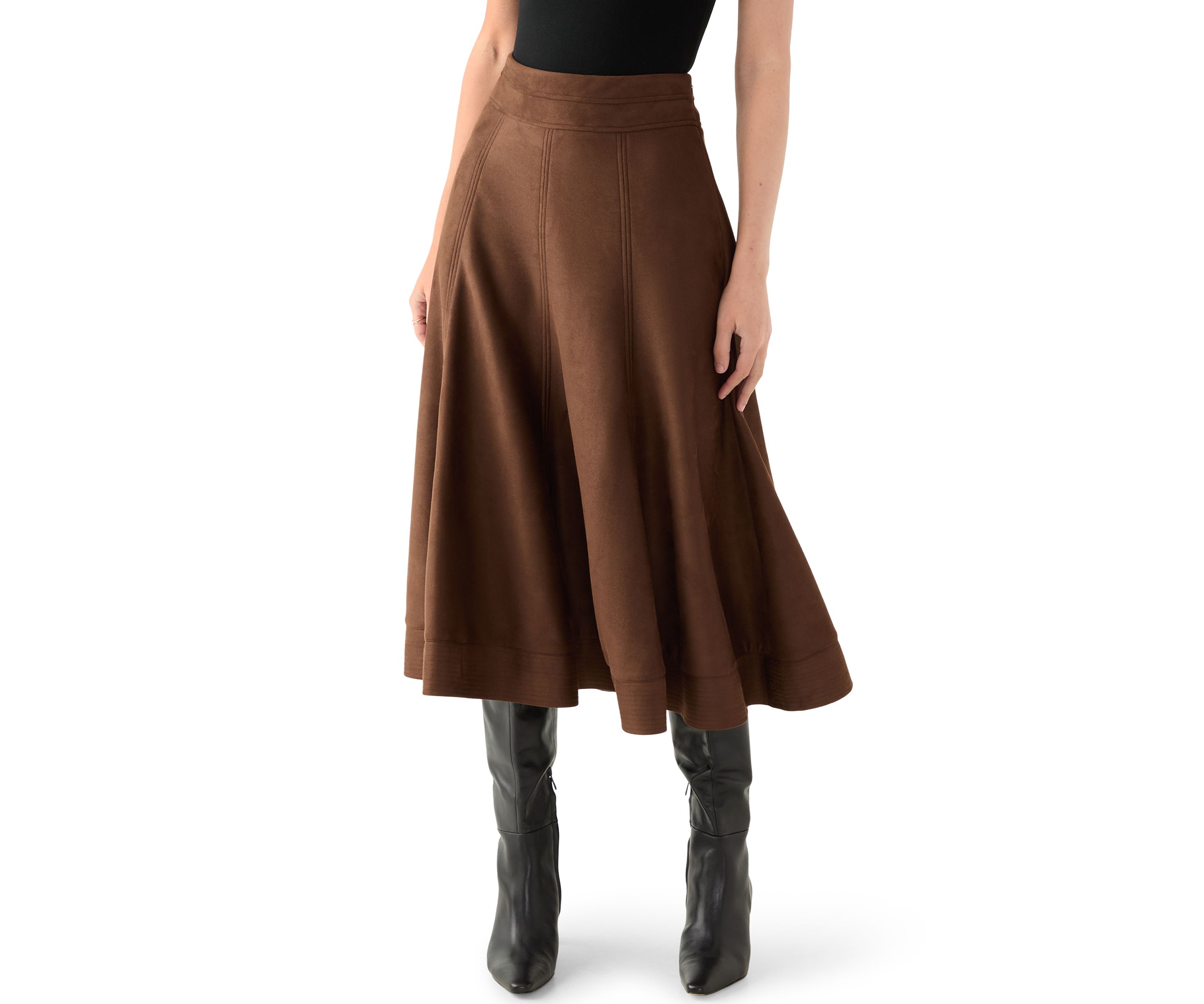 Womens Suede Midi Skirt 