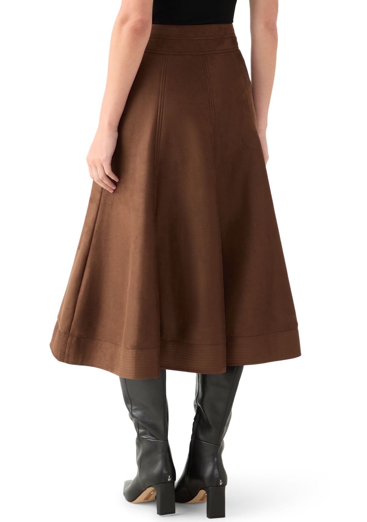 Womens Suede Midi Skirt 