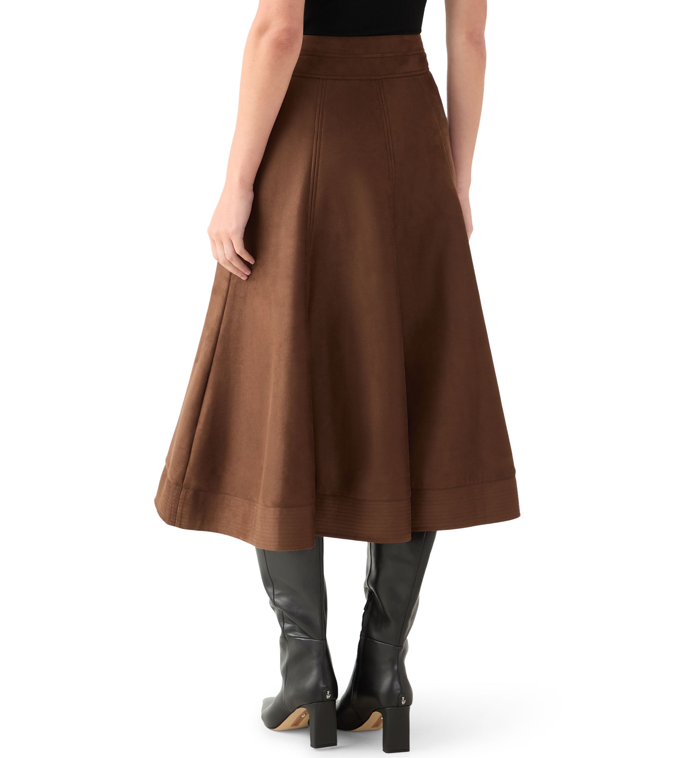 Womens Suede Midi Skirt 