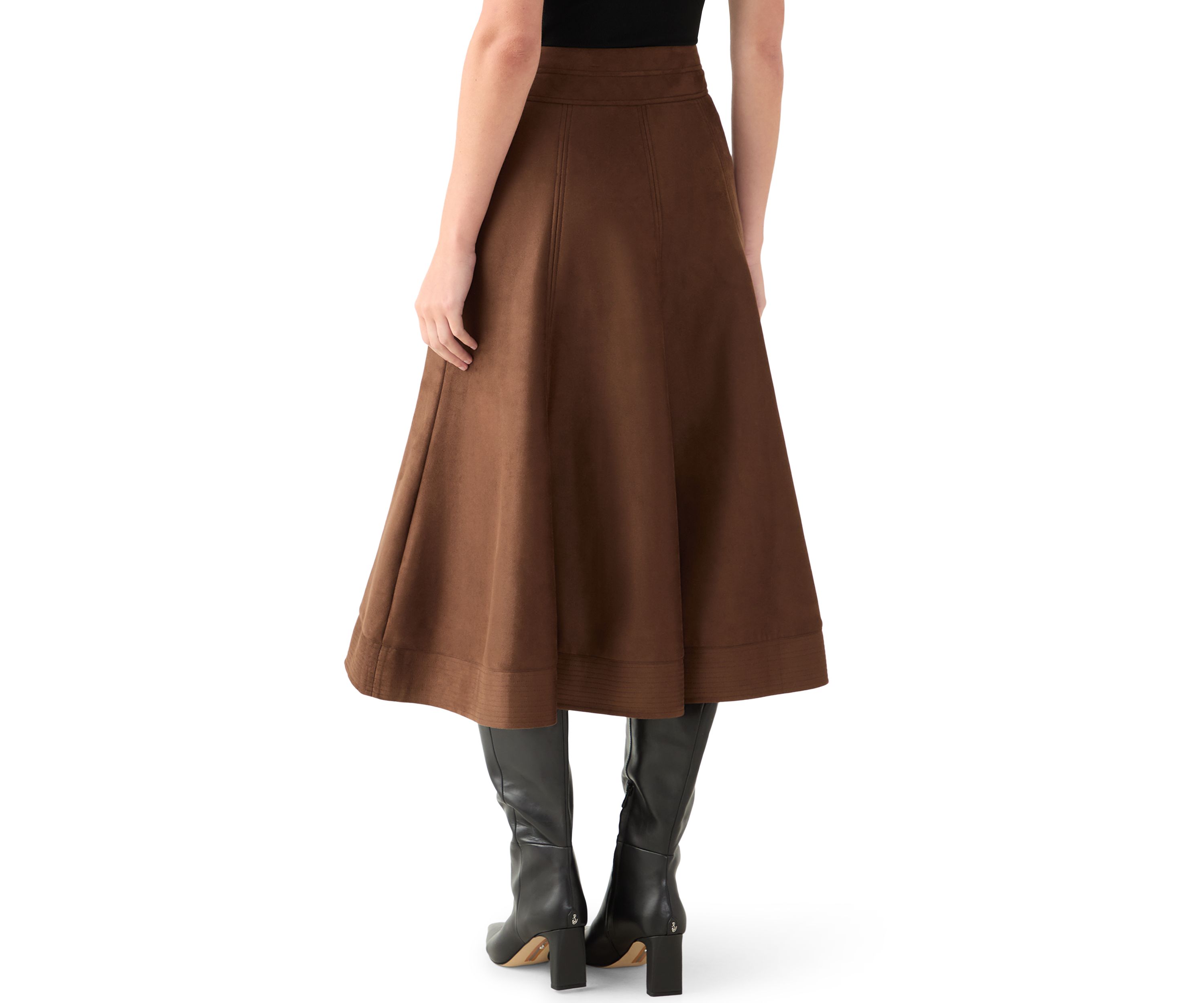Womens Suede Midi Skirt 