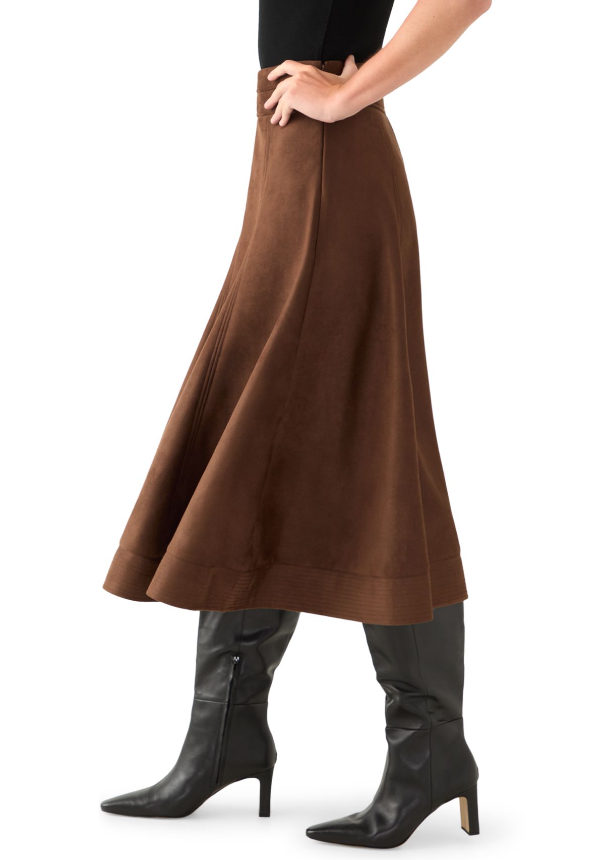 Womens Suede Midi Skirt 
