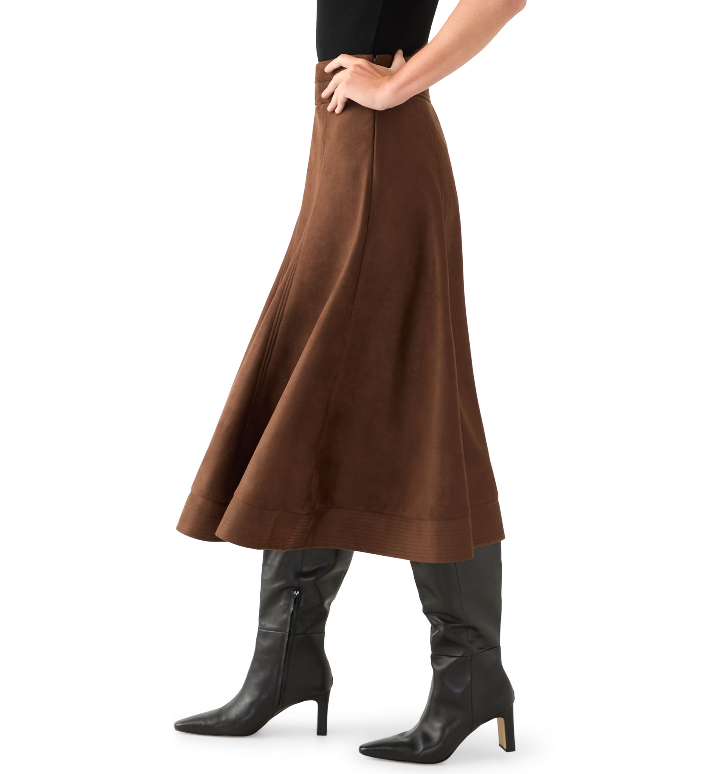 Womens Suede Midi Skirt 