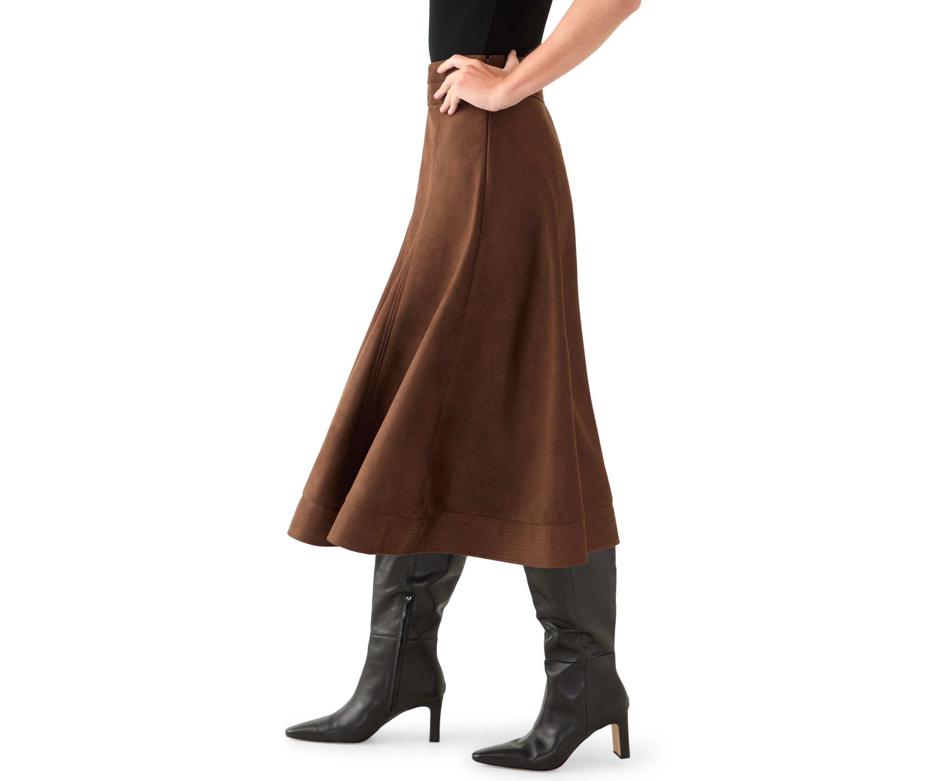 Womens Suede Midi Skirt 