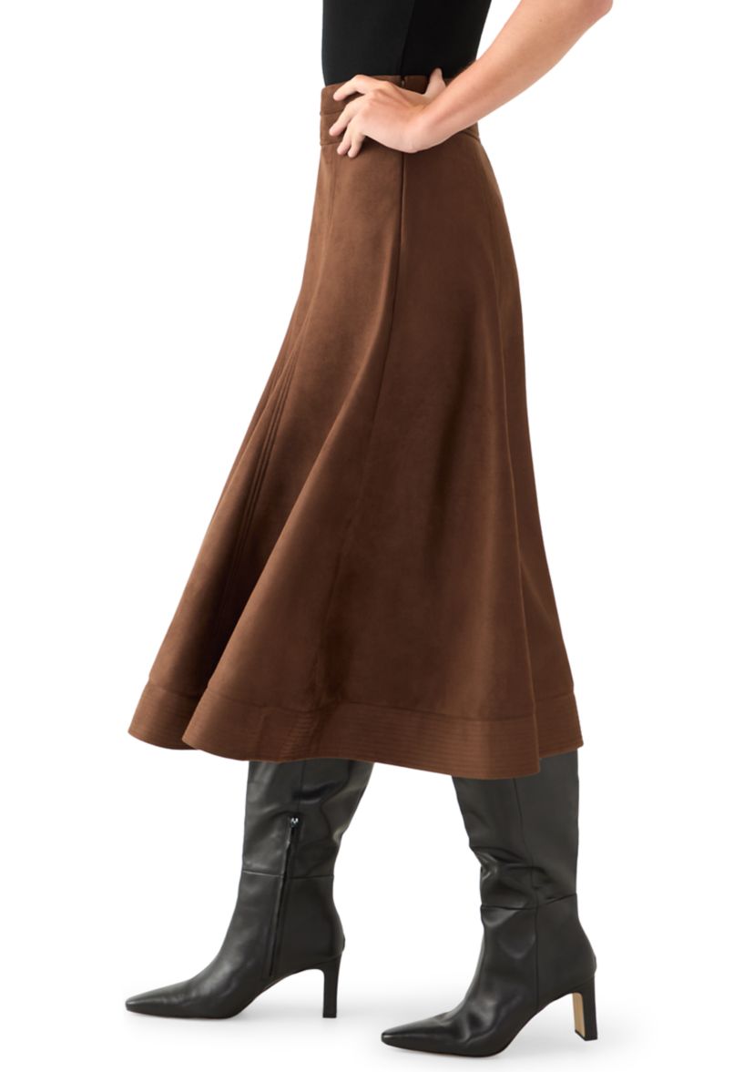 Womens Suede Midi Skirt 
