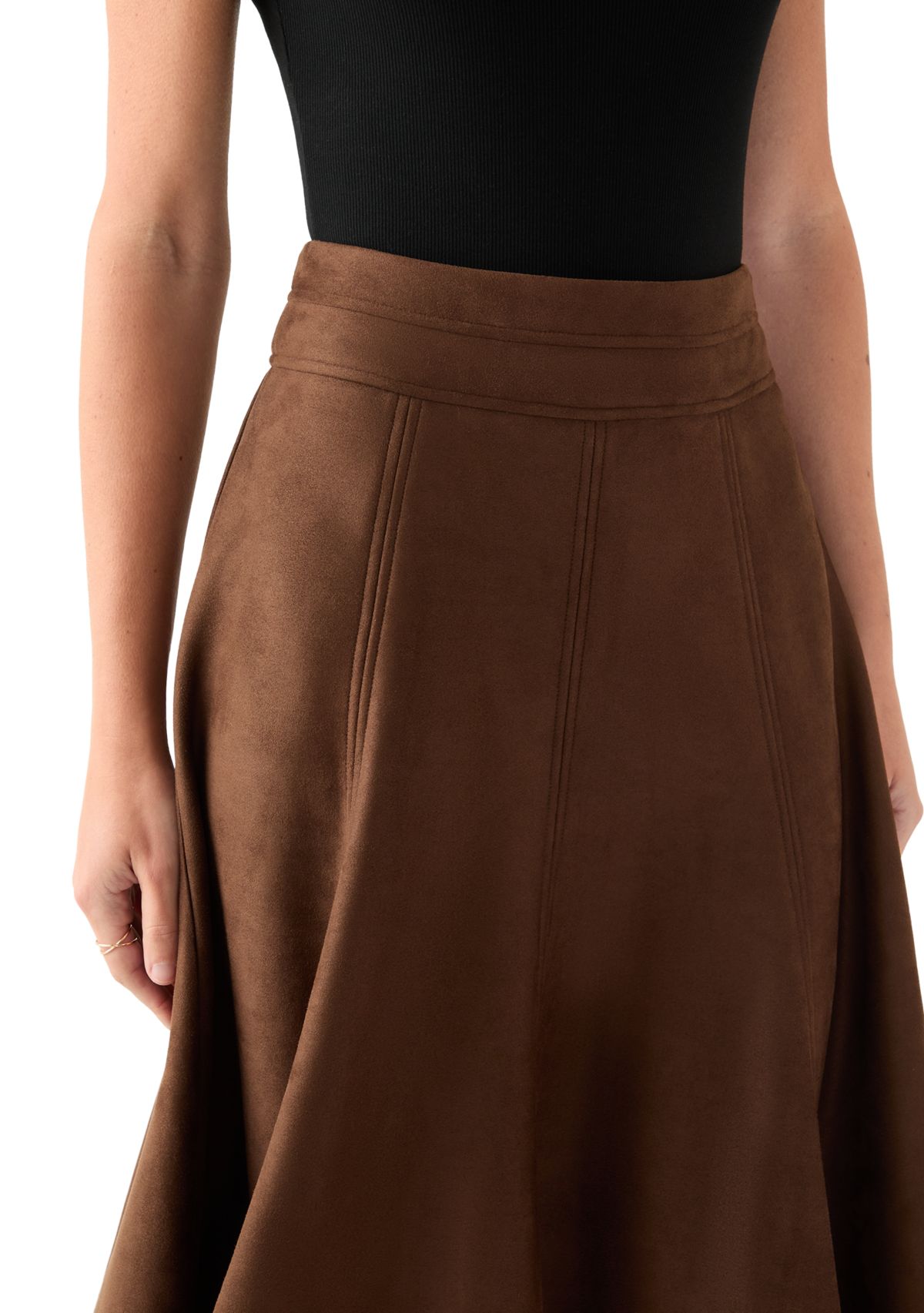 Womens Suede Midi Skirt 