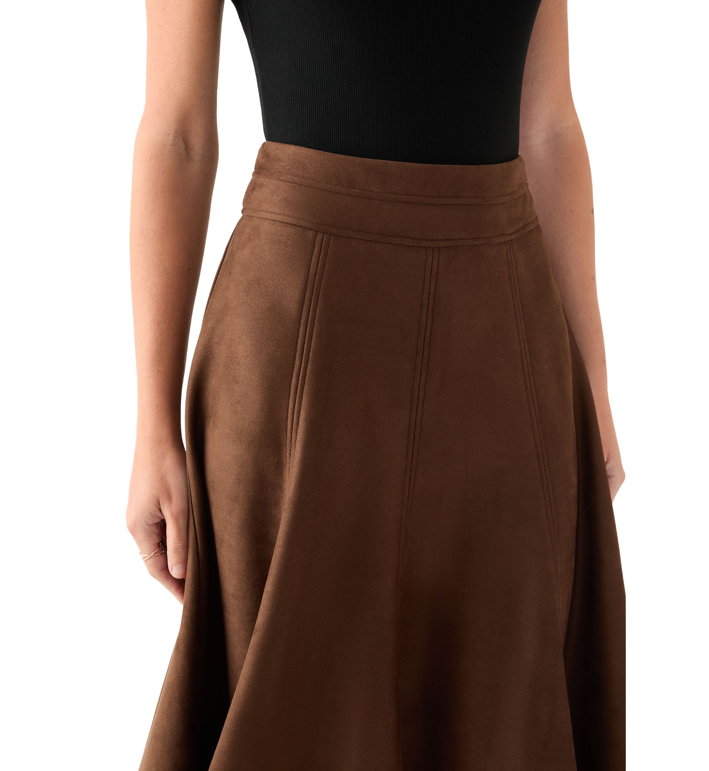 Womens Suede Midi Skirt 
