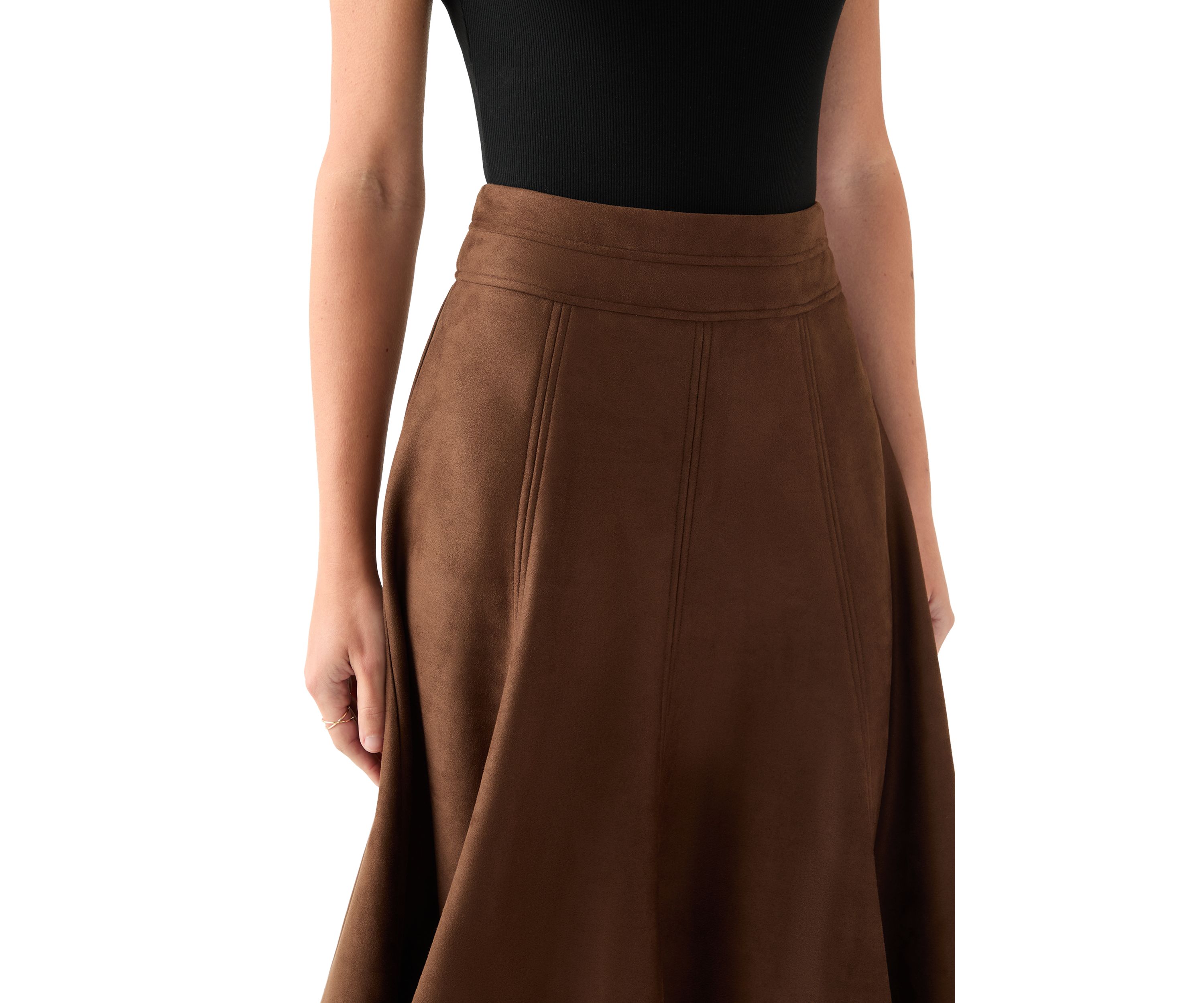 Womens Suede Midi Skirt 