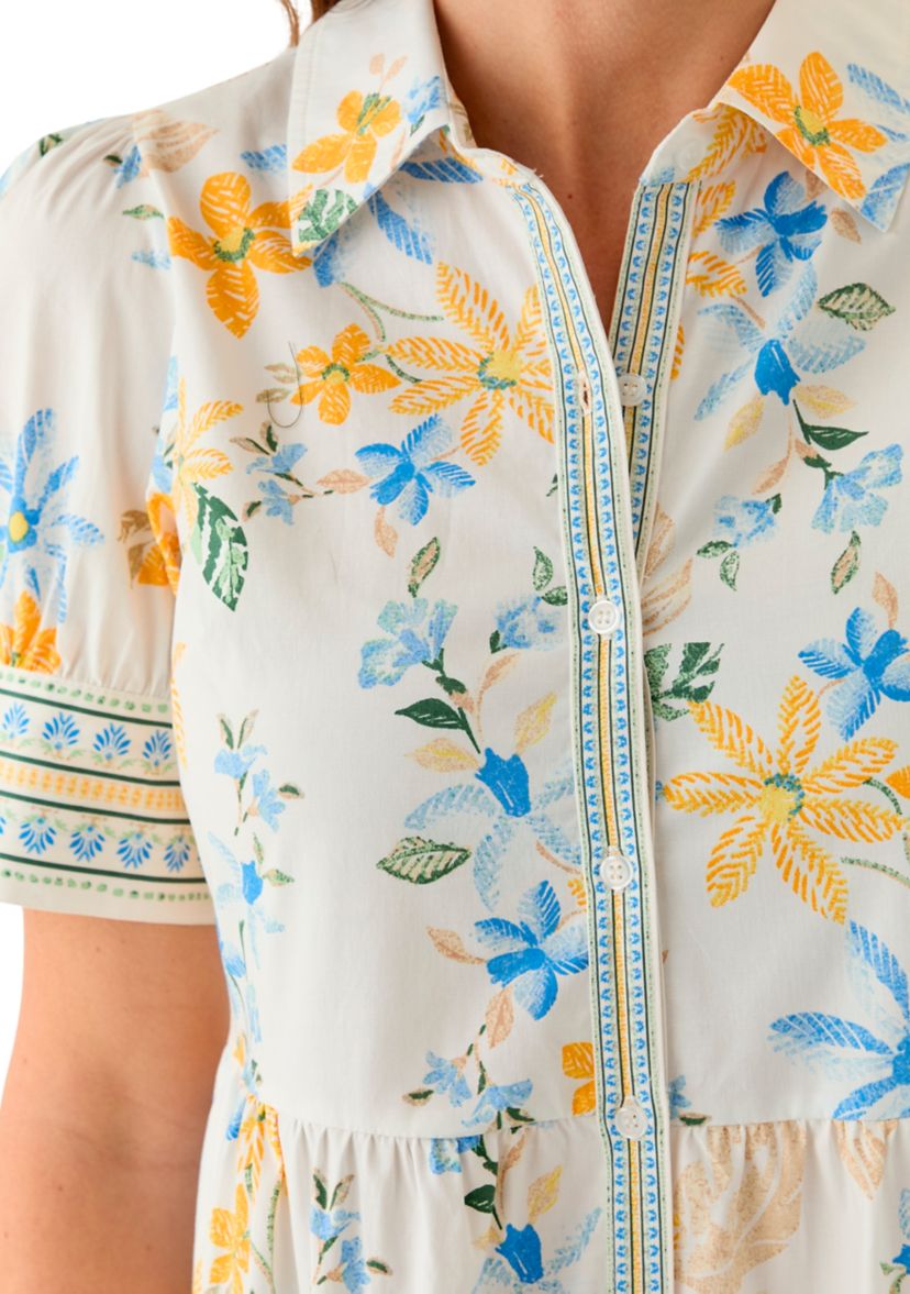 Womens Short Sleeve Printed Shirtdress