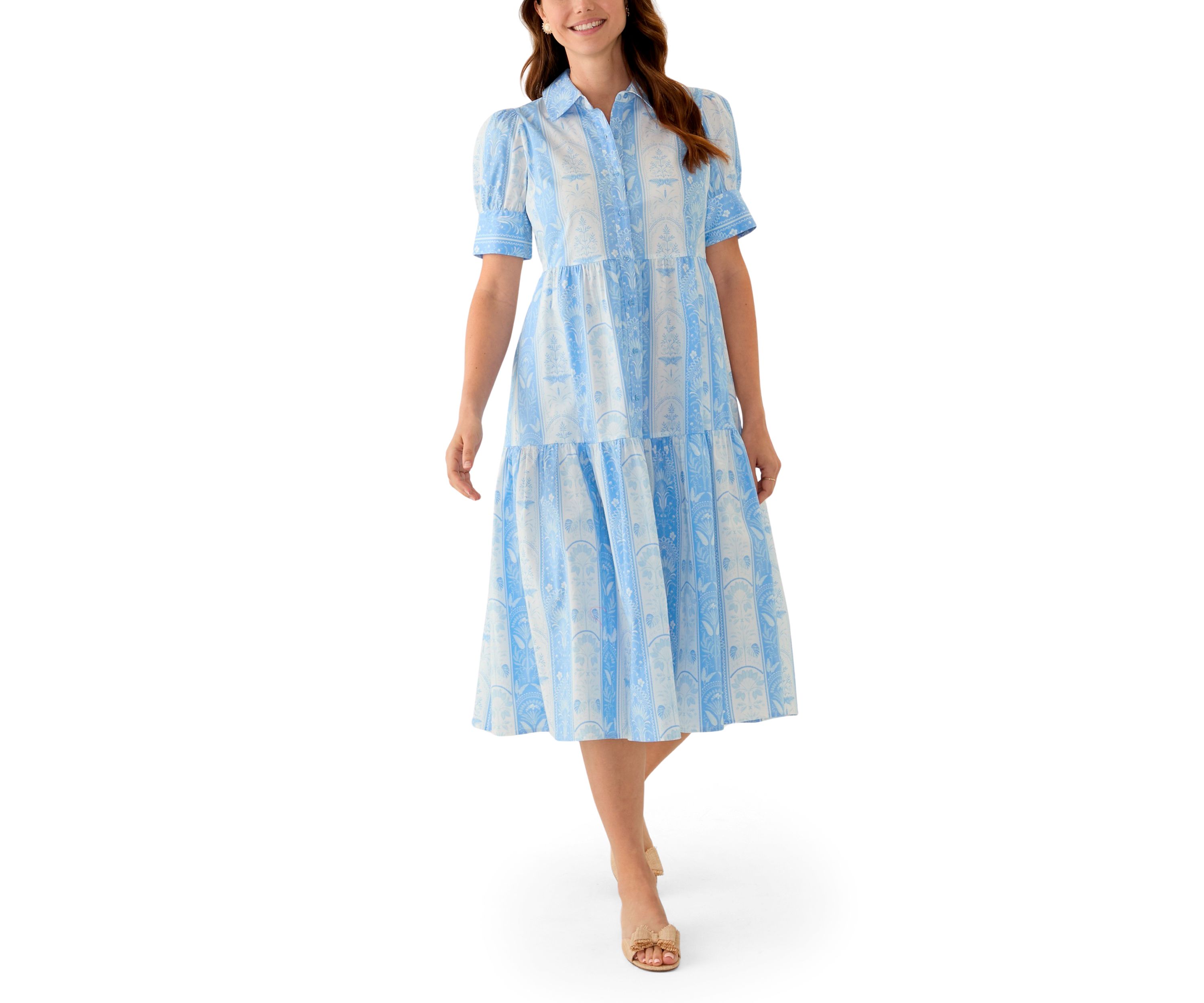 Womens Short Sleeve Printed Shirtdress