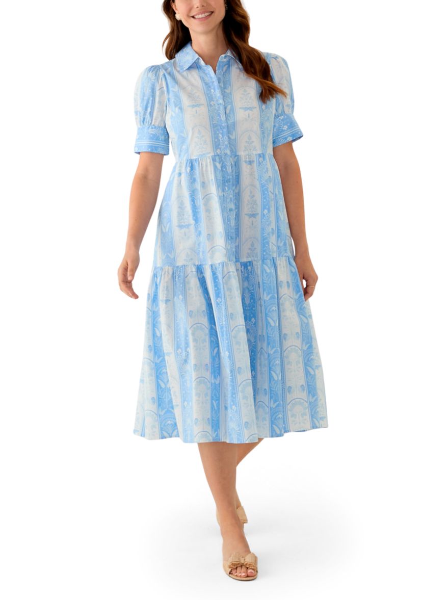 Womens Short Sleeve Printed Shirtdress
