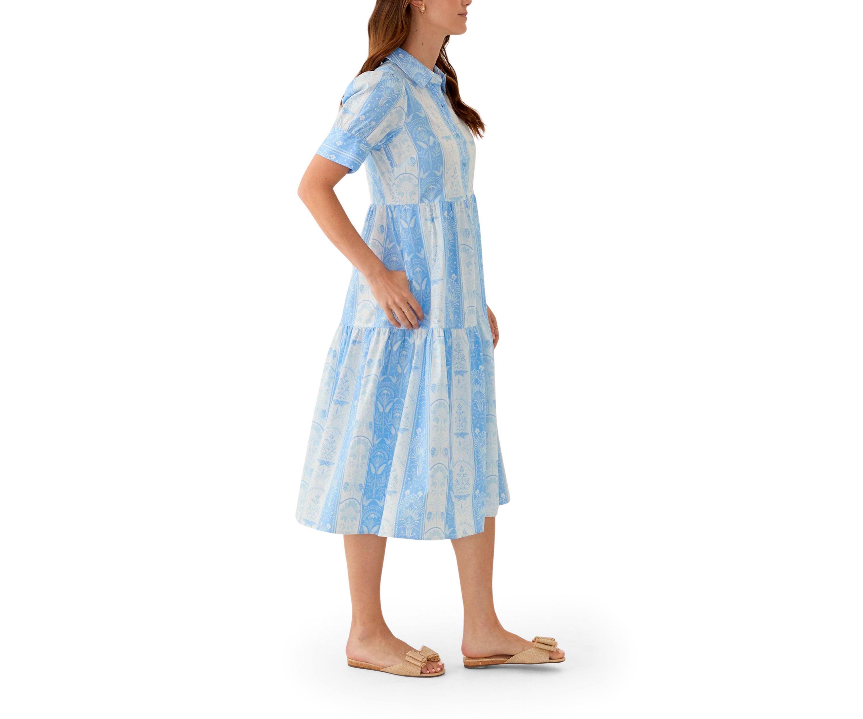 Womens Short Sleeve Printed Shirtdress