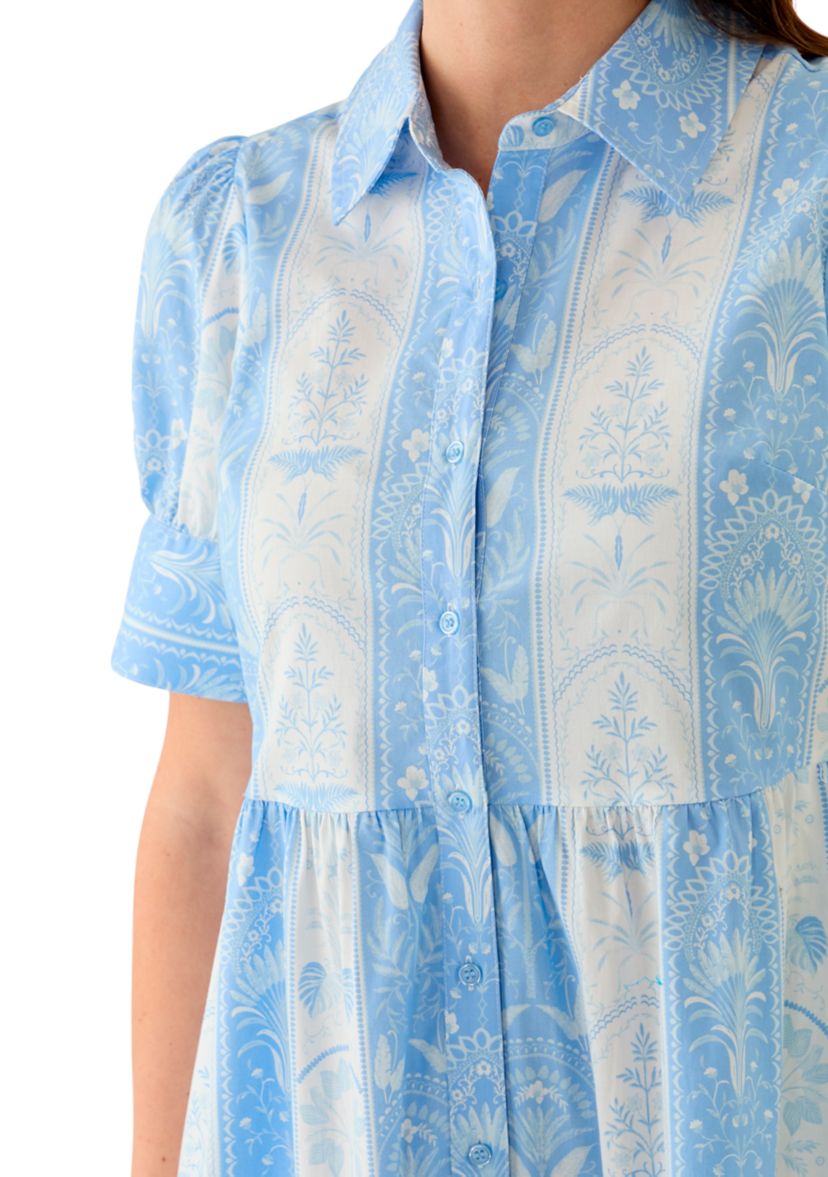 Womens Short Sleeve Printed Shirtdress