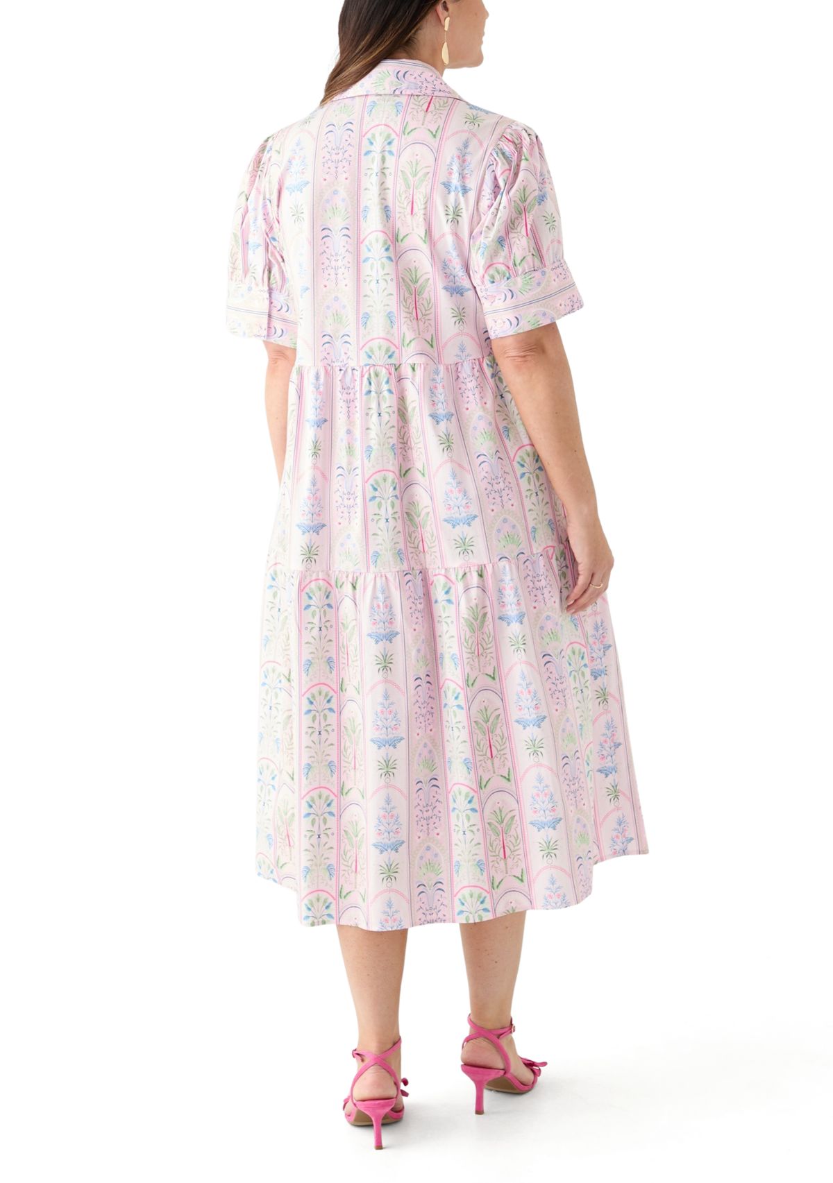 Plus Size Short Sleeve Printed Shirtdress