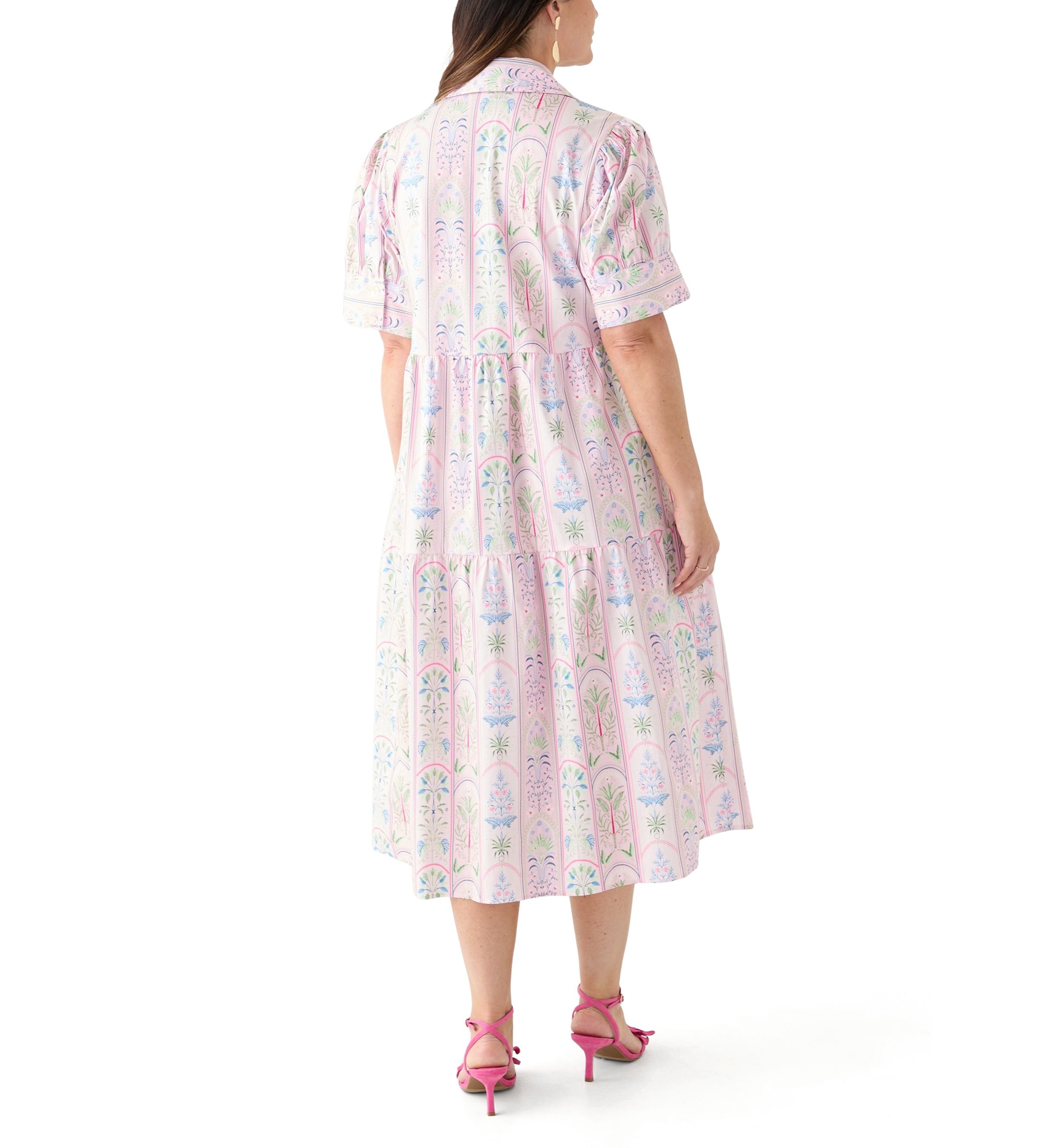 Plus Size Short Sleeve Printed Shirtdress
