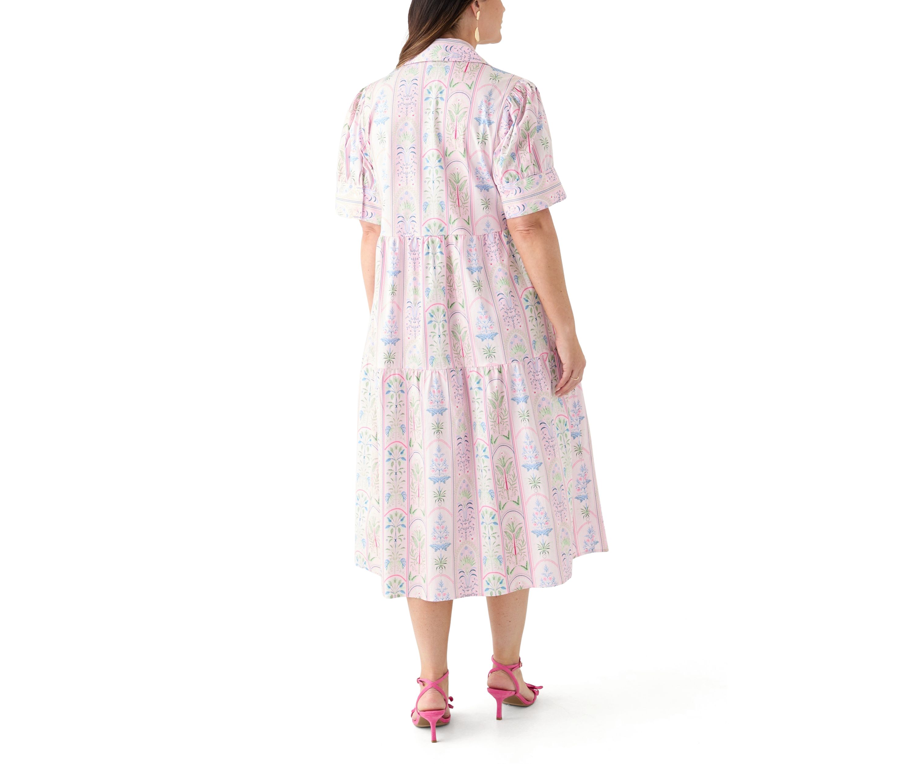 Plus Size Short Sleeve Printed Shirtdress