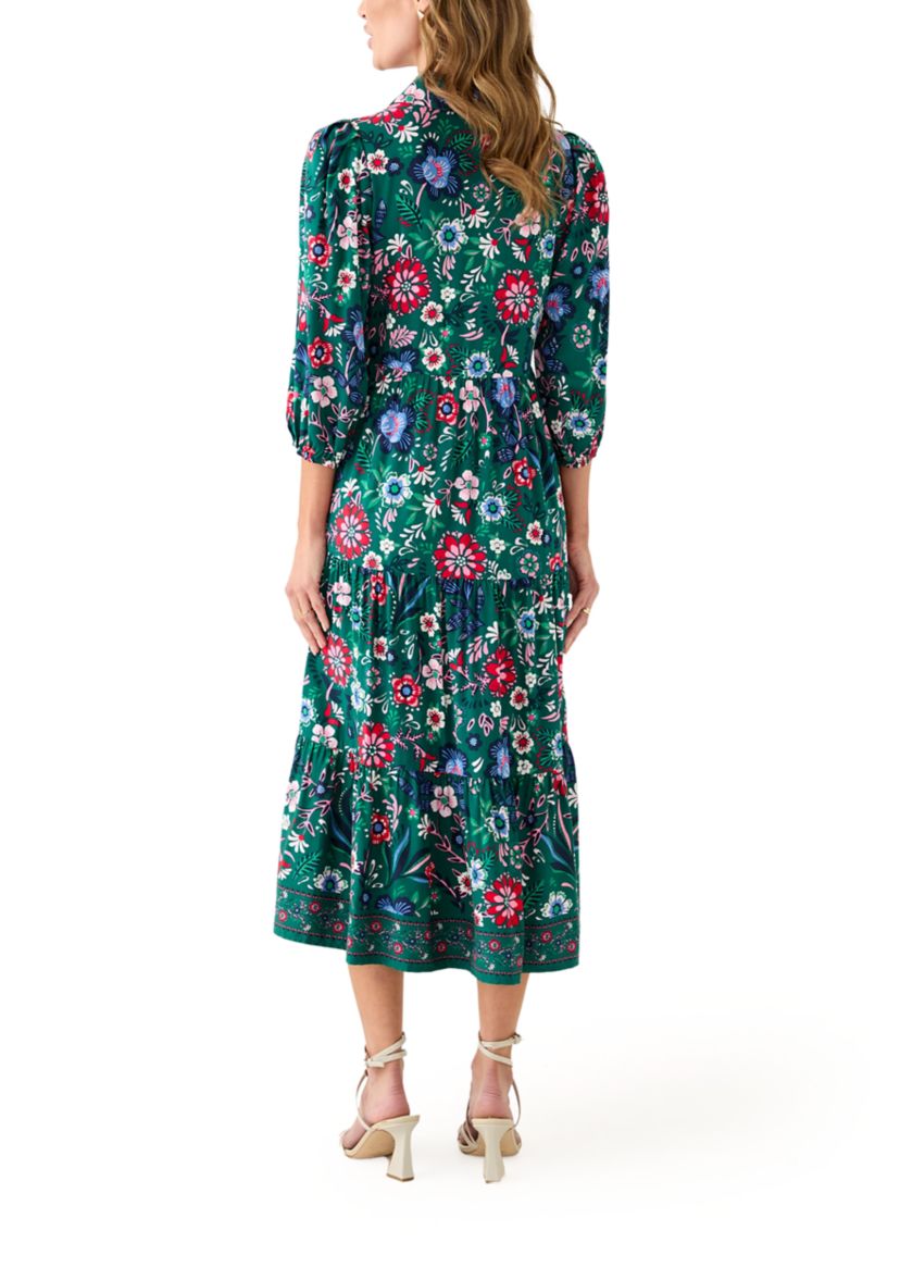Womens Long Sleeve Printed Maxi Dress