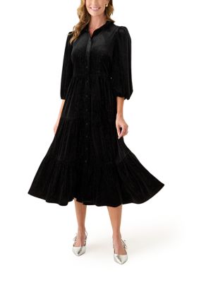 Crown & Ivy Women's Velvet Shine Midi Shirtdress | Belk